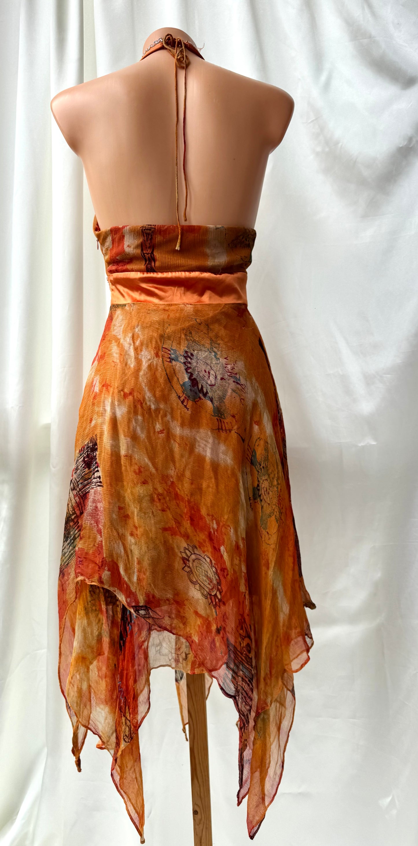 Orange Silk Beaded Vintage Dress