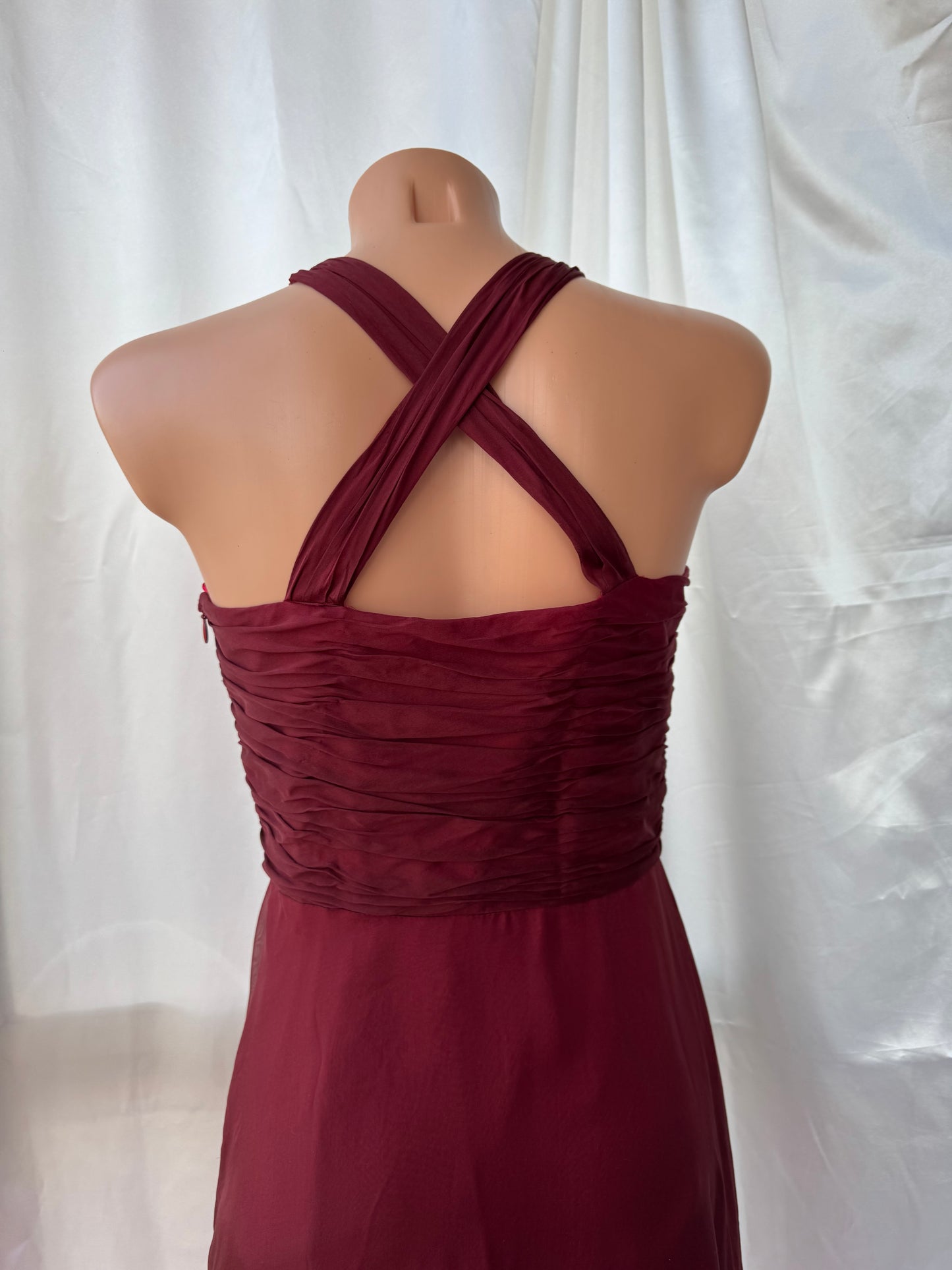 Vintage Long Red Beaded Silk Dress