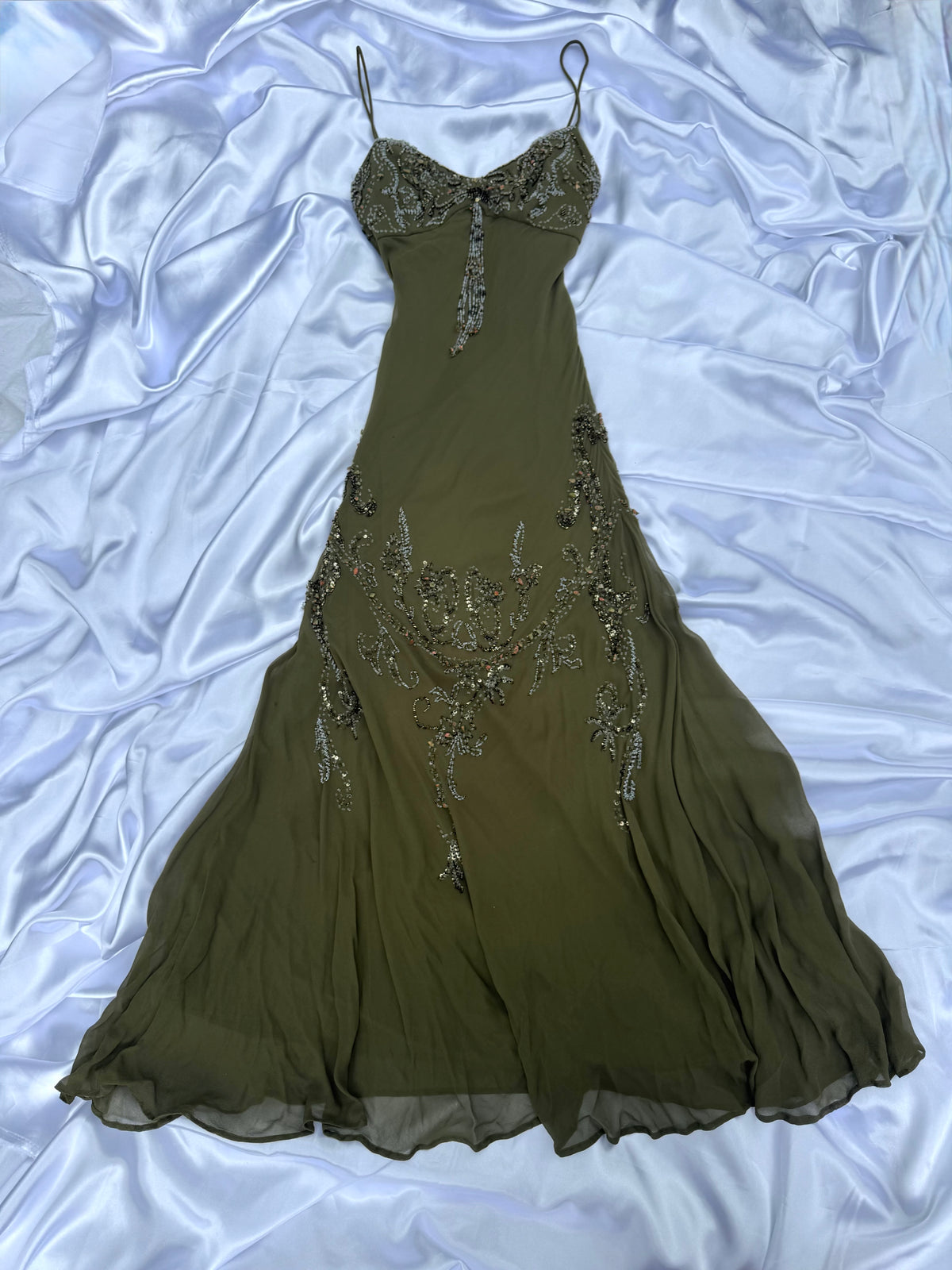Spectacular Green Beaded Long dress