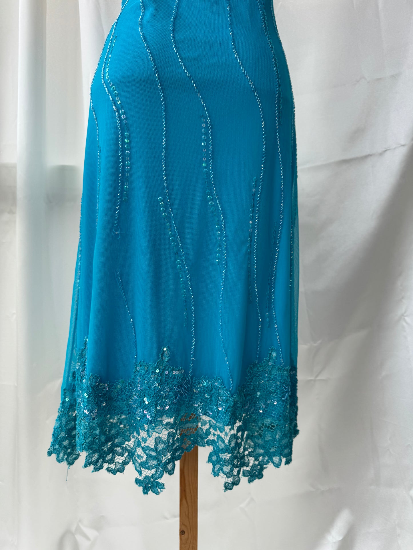 Spectacular Blue Vintage Beaded Dress