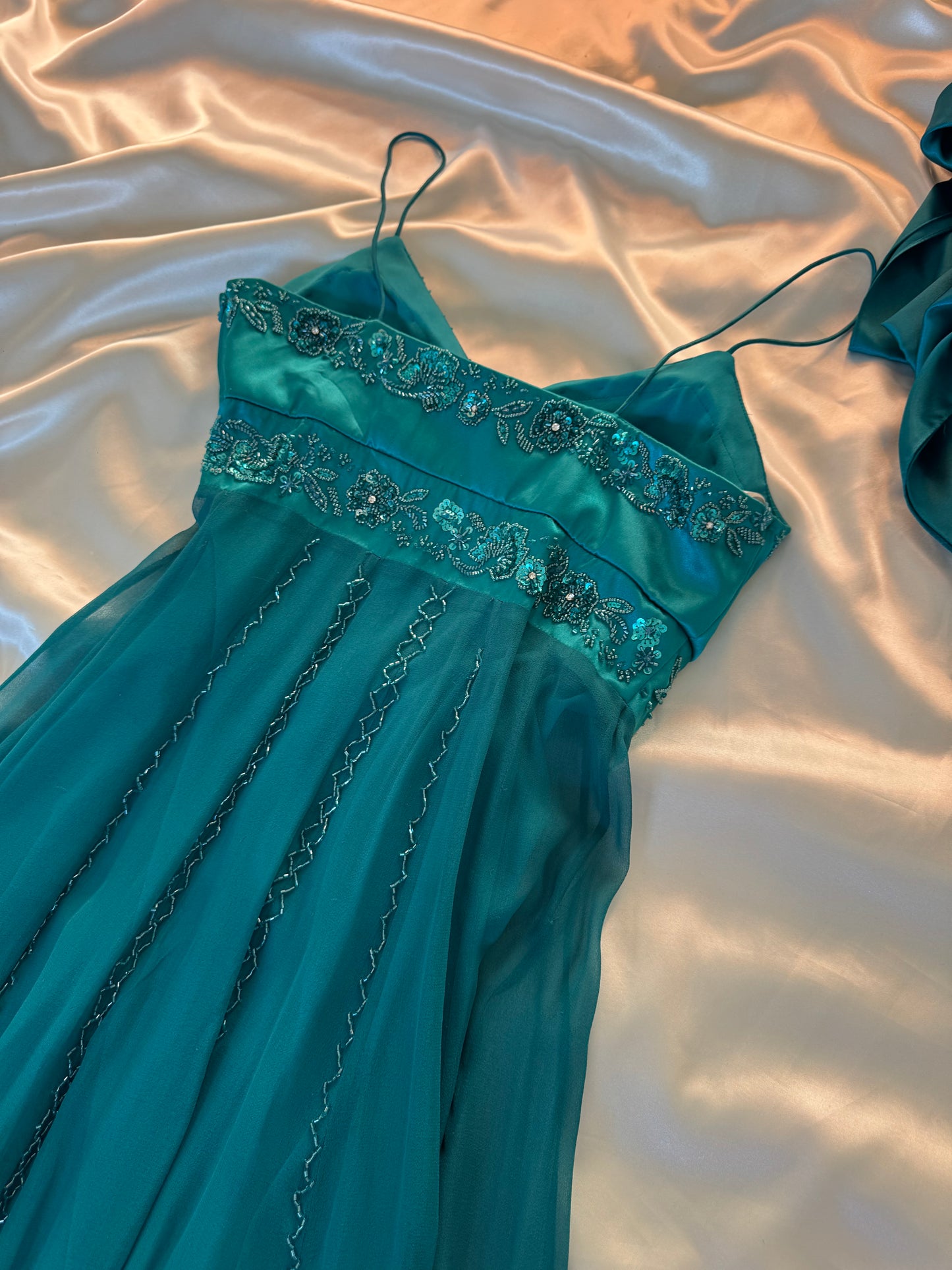 Spectacular Turquoise Beaded Silk Dress