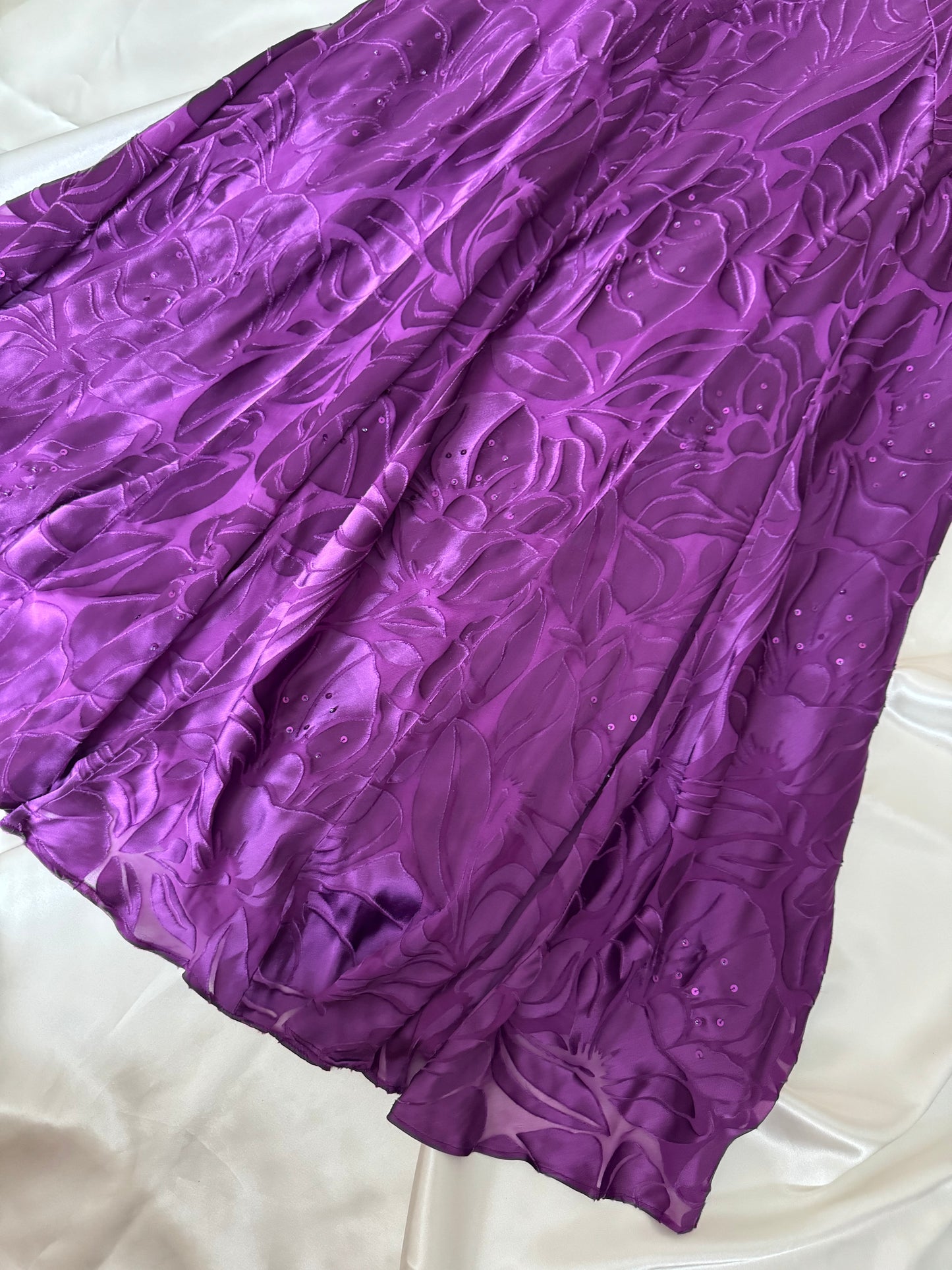 Long Purple Beaded Floral Dress