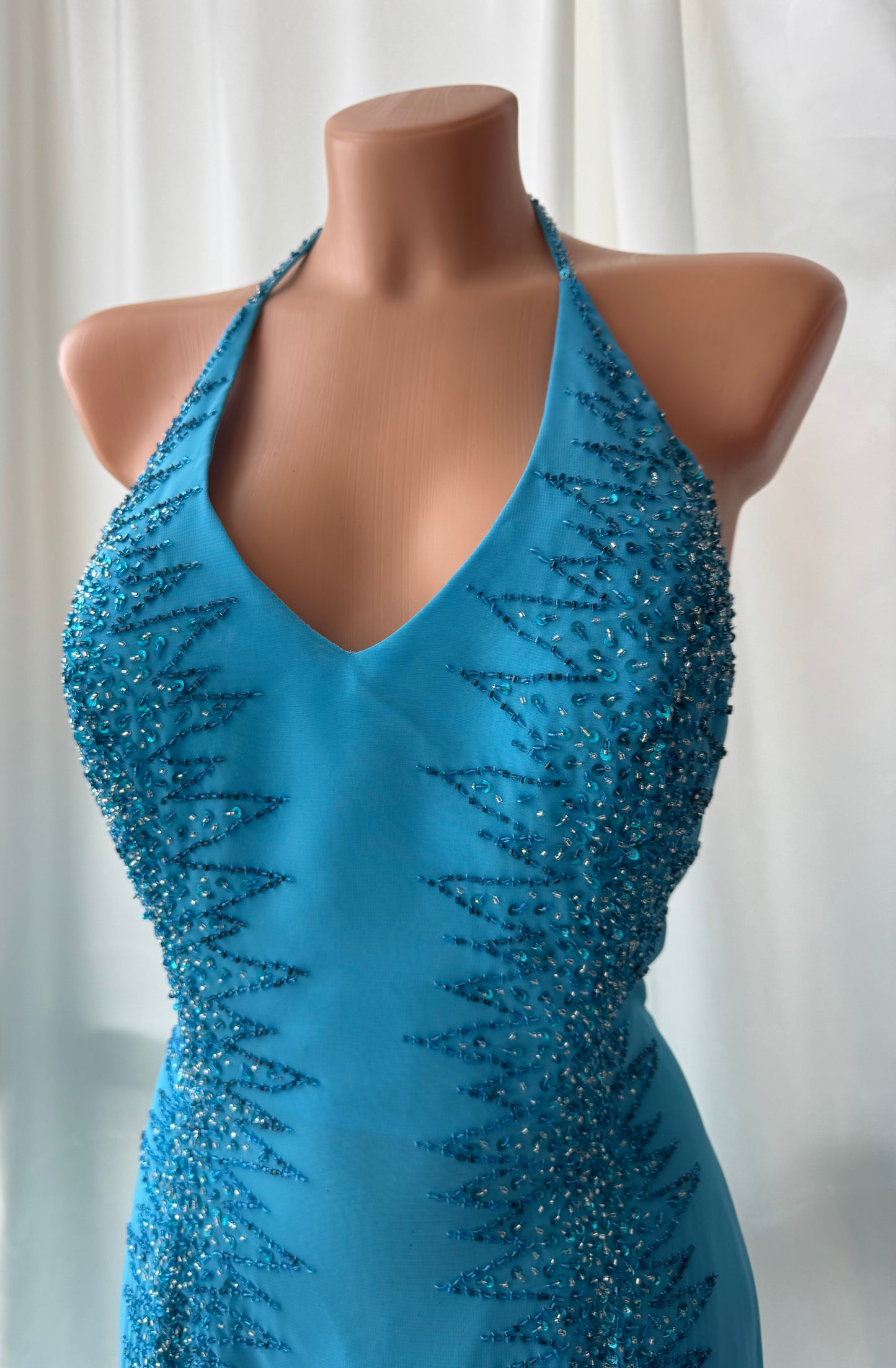 Absolutely Beautiful Light Blue Vintage Beaded Dress
