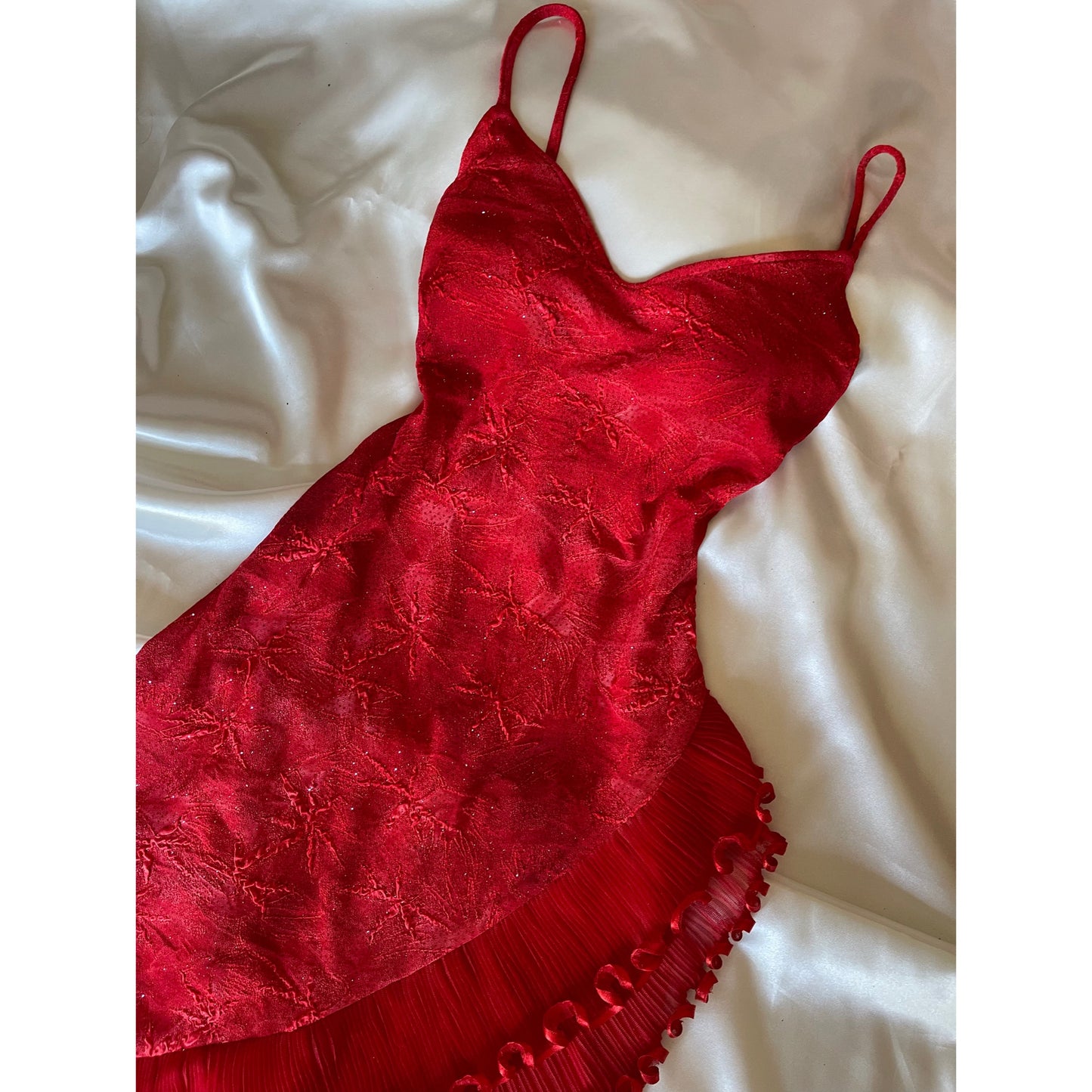 Cute Red Frill Sparkly Vintage Dress