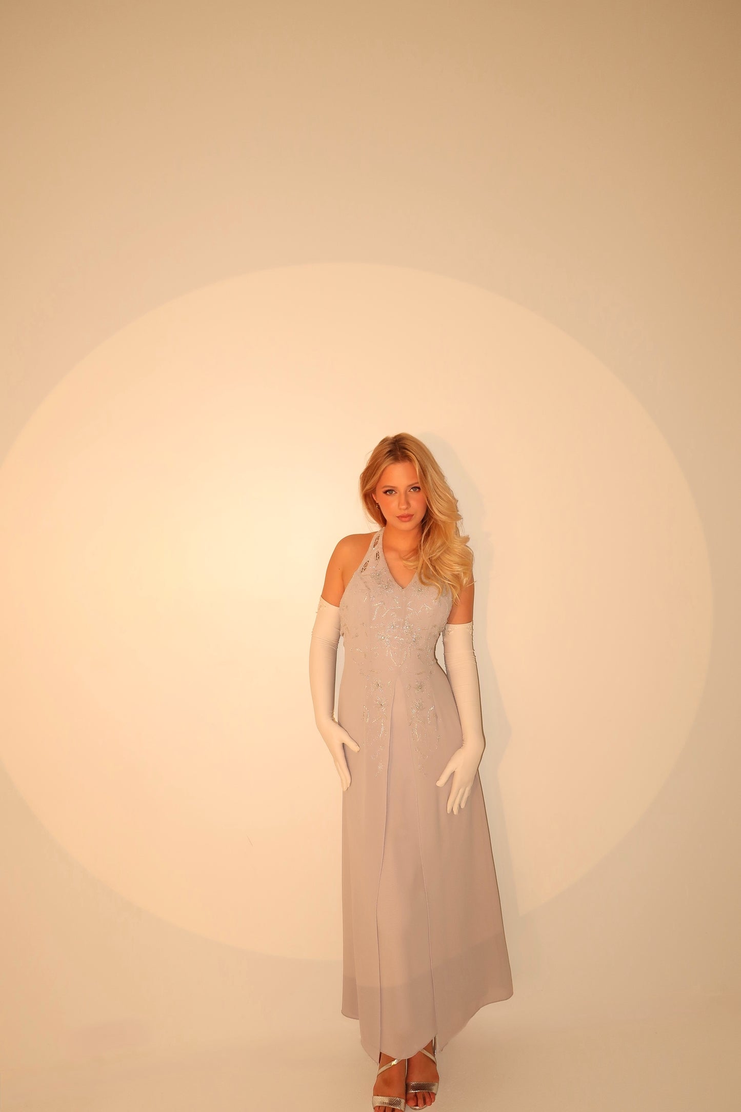 Gorgeous Gray Beaded Floral Vintage Royal Gown