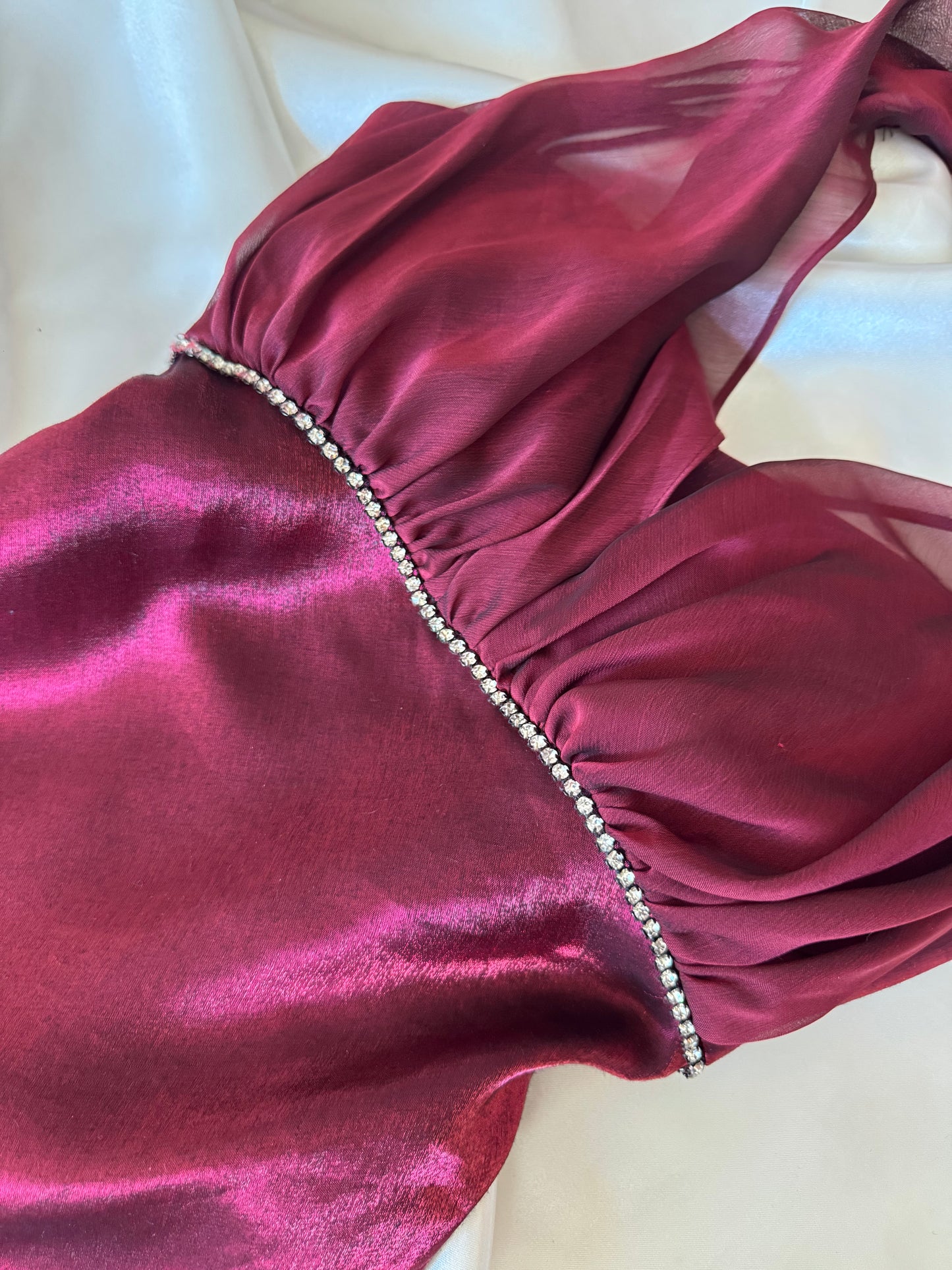 Elegant Red Satin Vintage Dress
