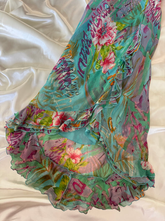 Stunning Beaded Vintage Blue Flower Dress