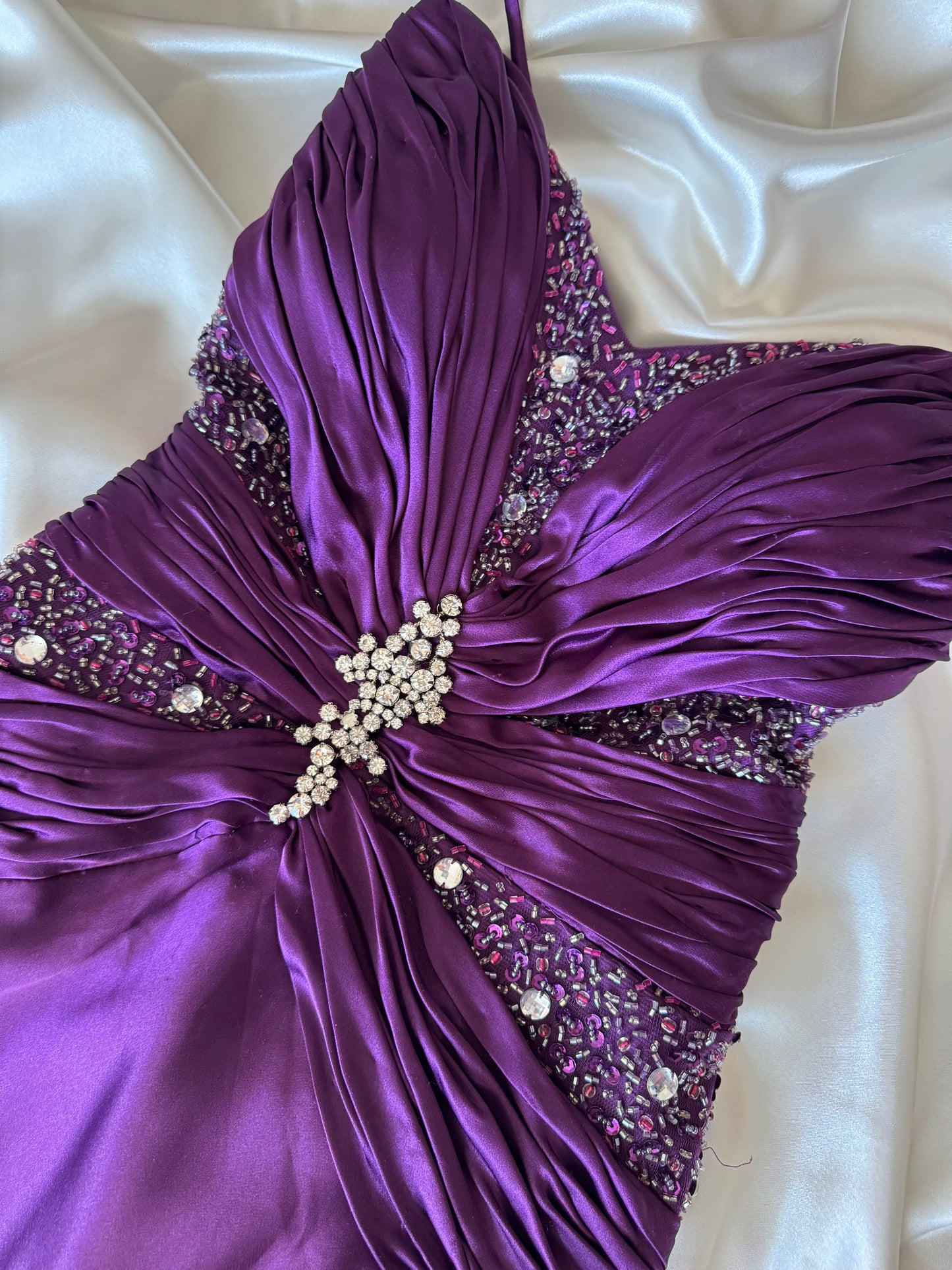 Long Purple Beaded Dress