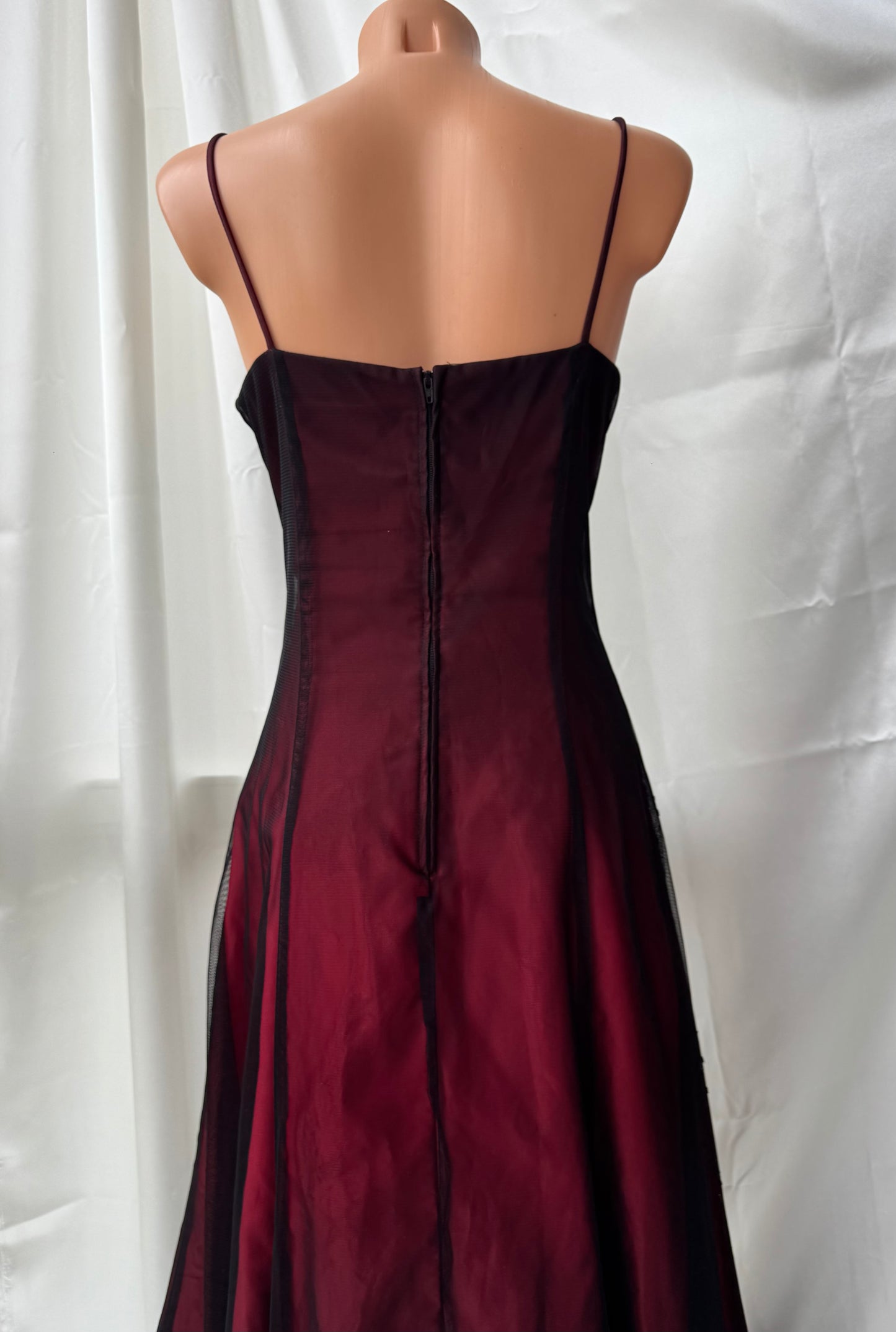 Gorgeous Red & Black Tulle Beaded Gothic Vintage Gown