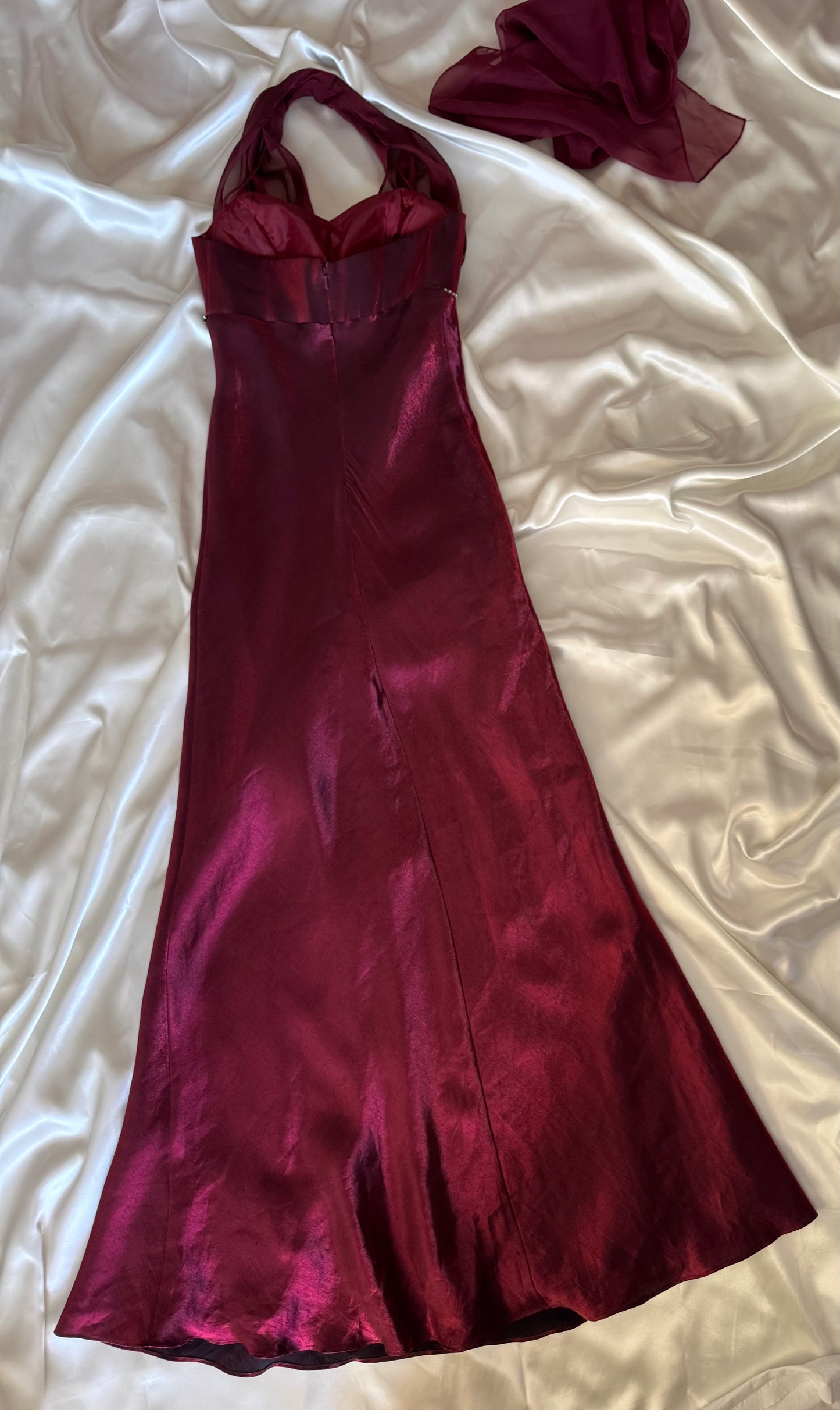 Elegant Red Satin Vintage Dress