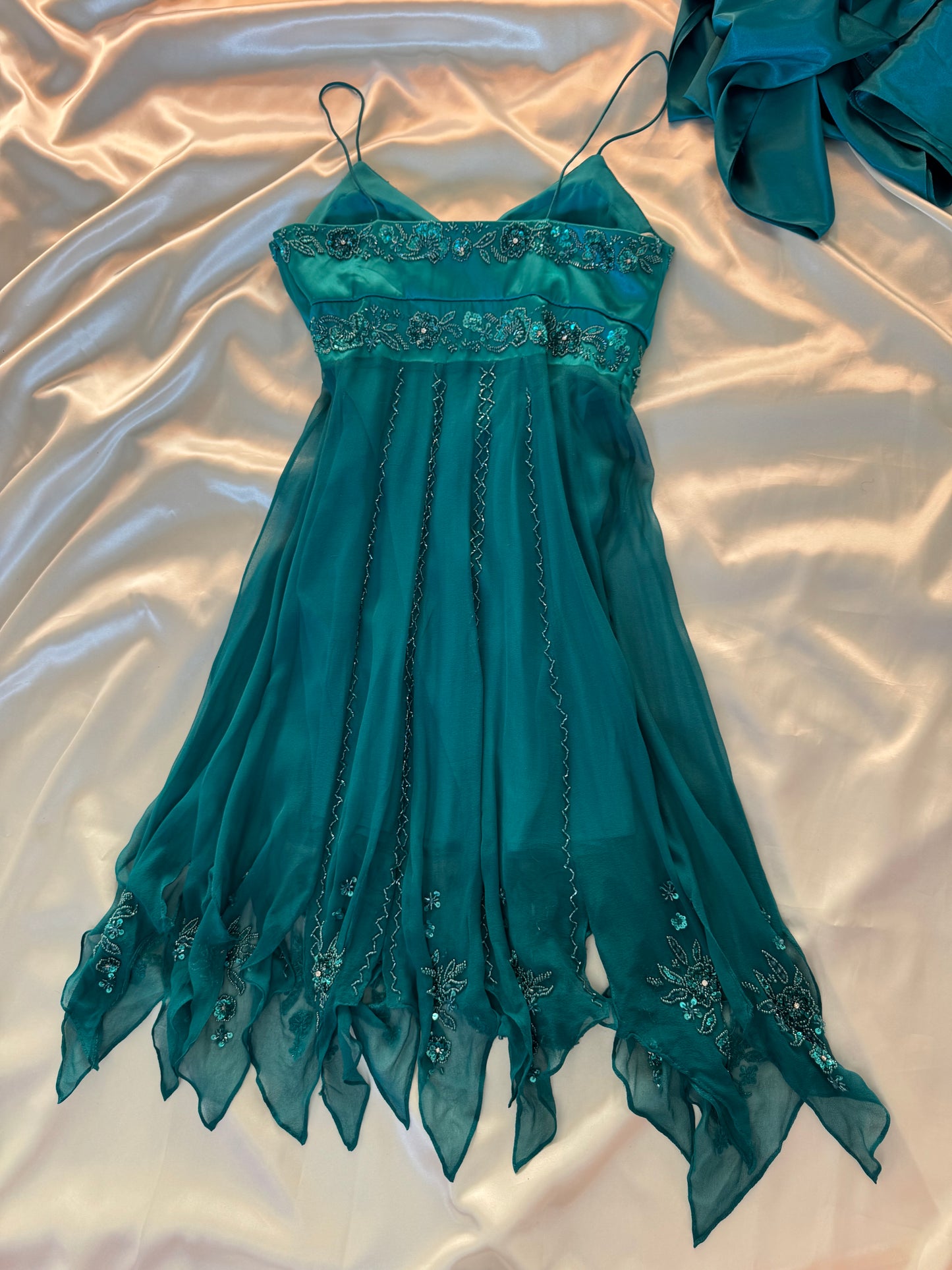 Spectacular Turquoise Beaded Silk Dress