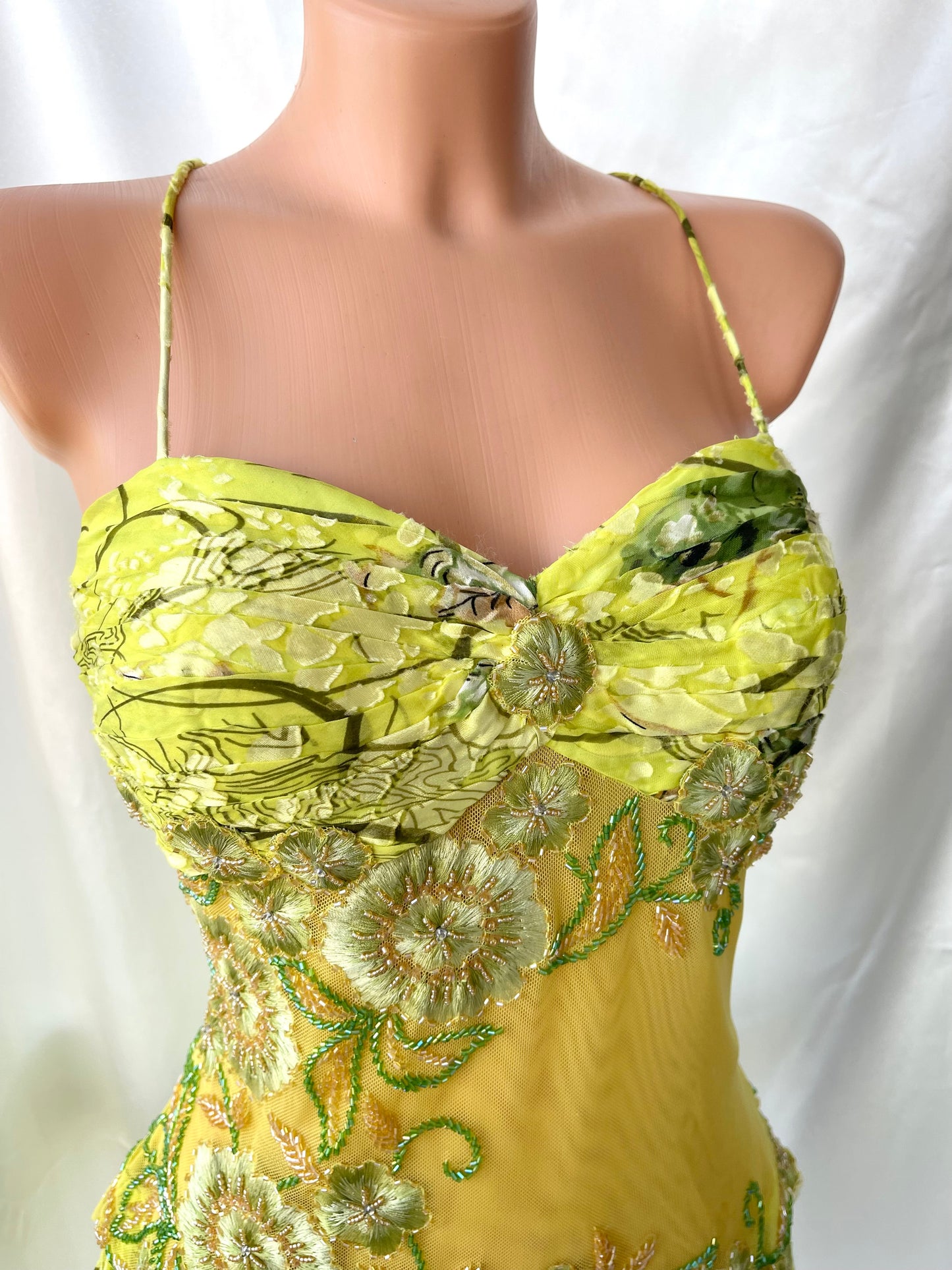 Spectacular Green Beaded Floral Dress