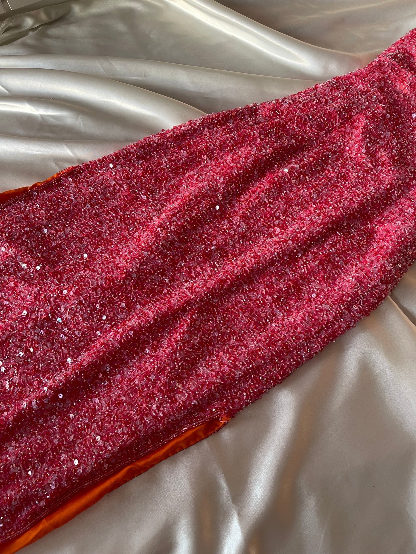 Vintage Long Pink Halter Neck Beaded Dress