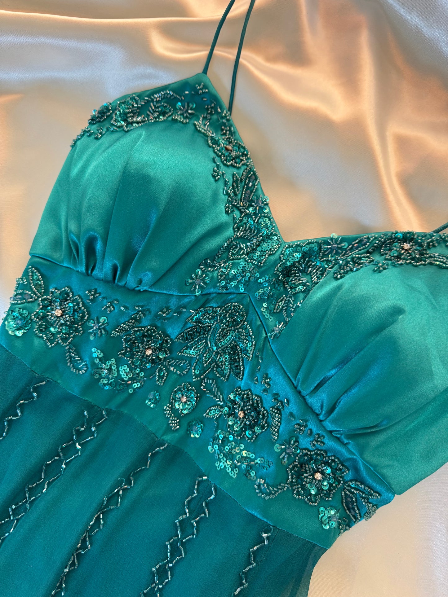 Spectacular Turquoise Beaded Silk Dress