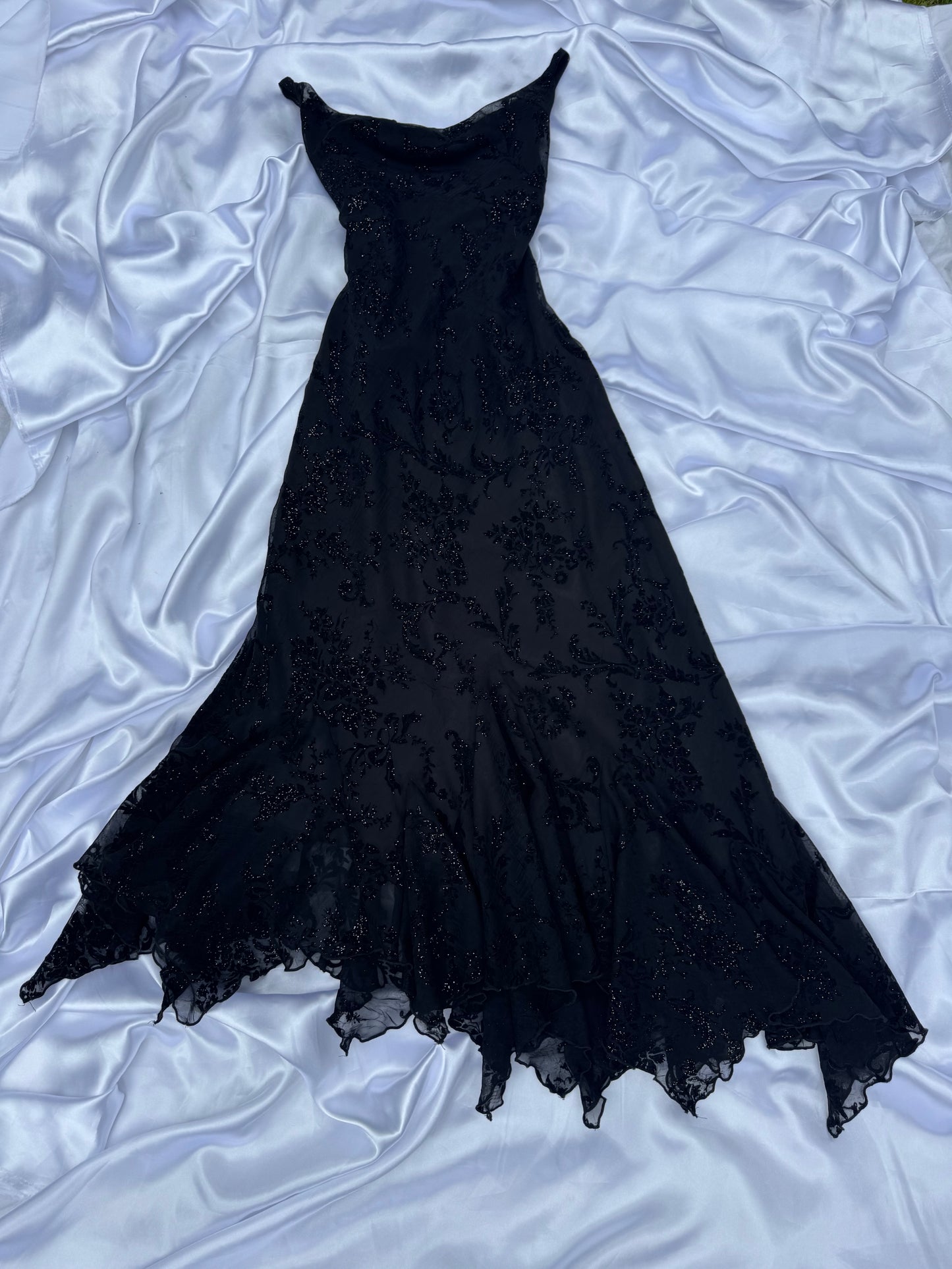 Black Floral Sparkly Gothic Vintage Dress