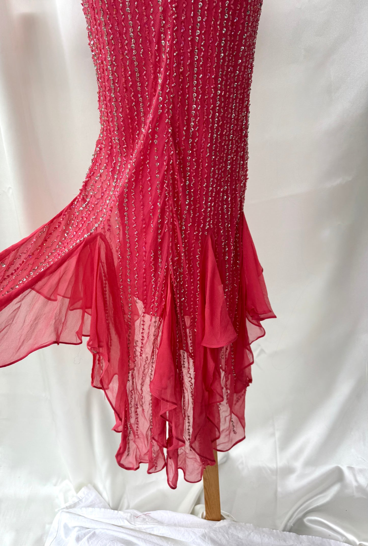 Vintage Silk Pink Mermaid Beaded Dress