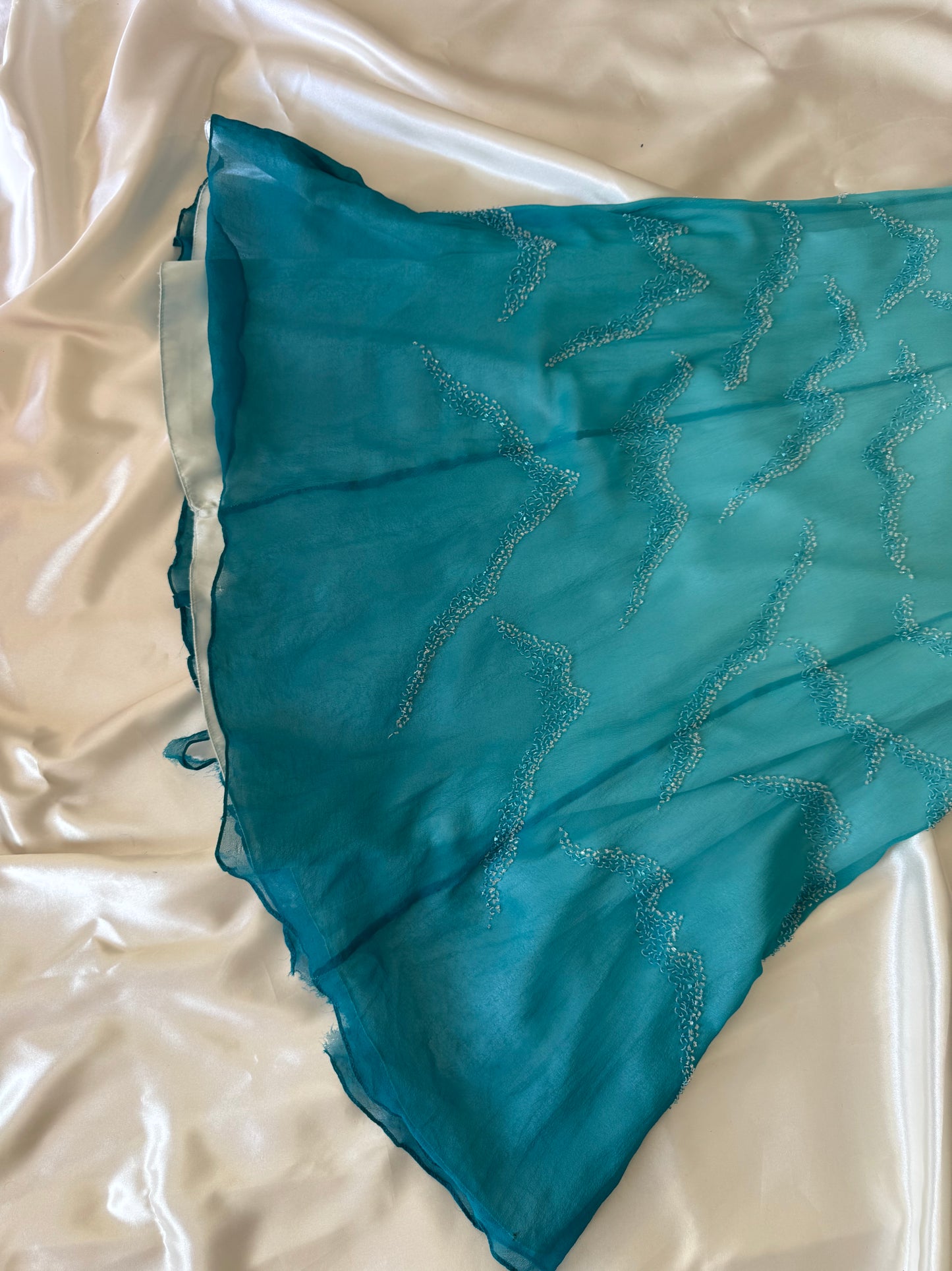 Enchanting Blue Silk Beaded Vintage Dress - REPAIR & RESTORE