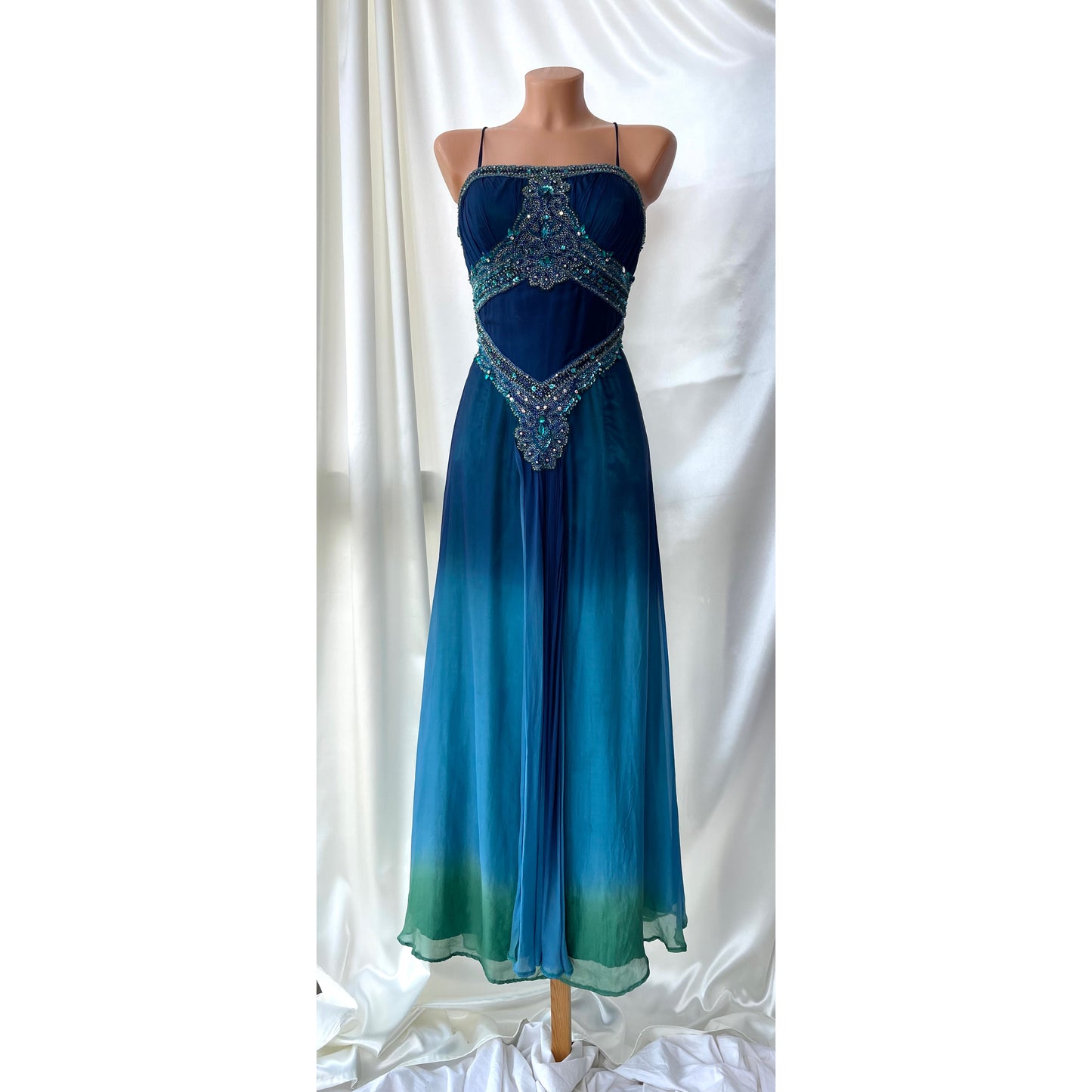 Blue Beaded Princess Jasmin Vintage Dress