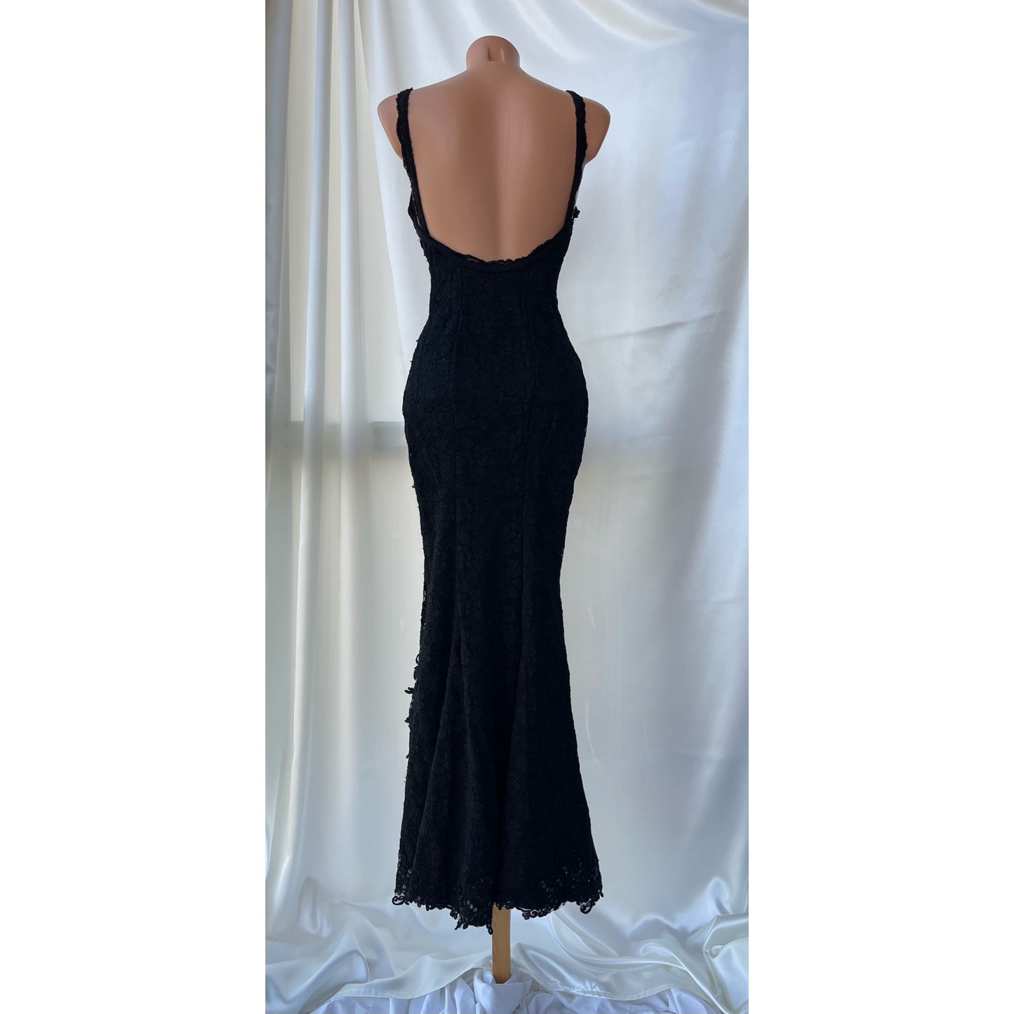 Black Vintage Gown with Lace Detailing