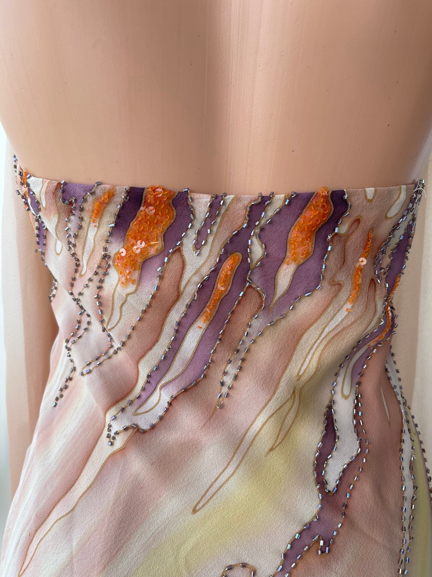 Spectacular Brown Beaded Silk Dress