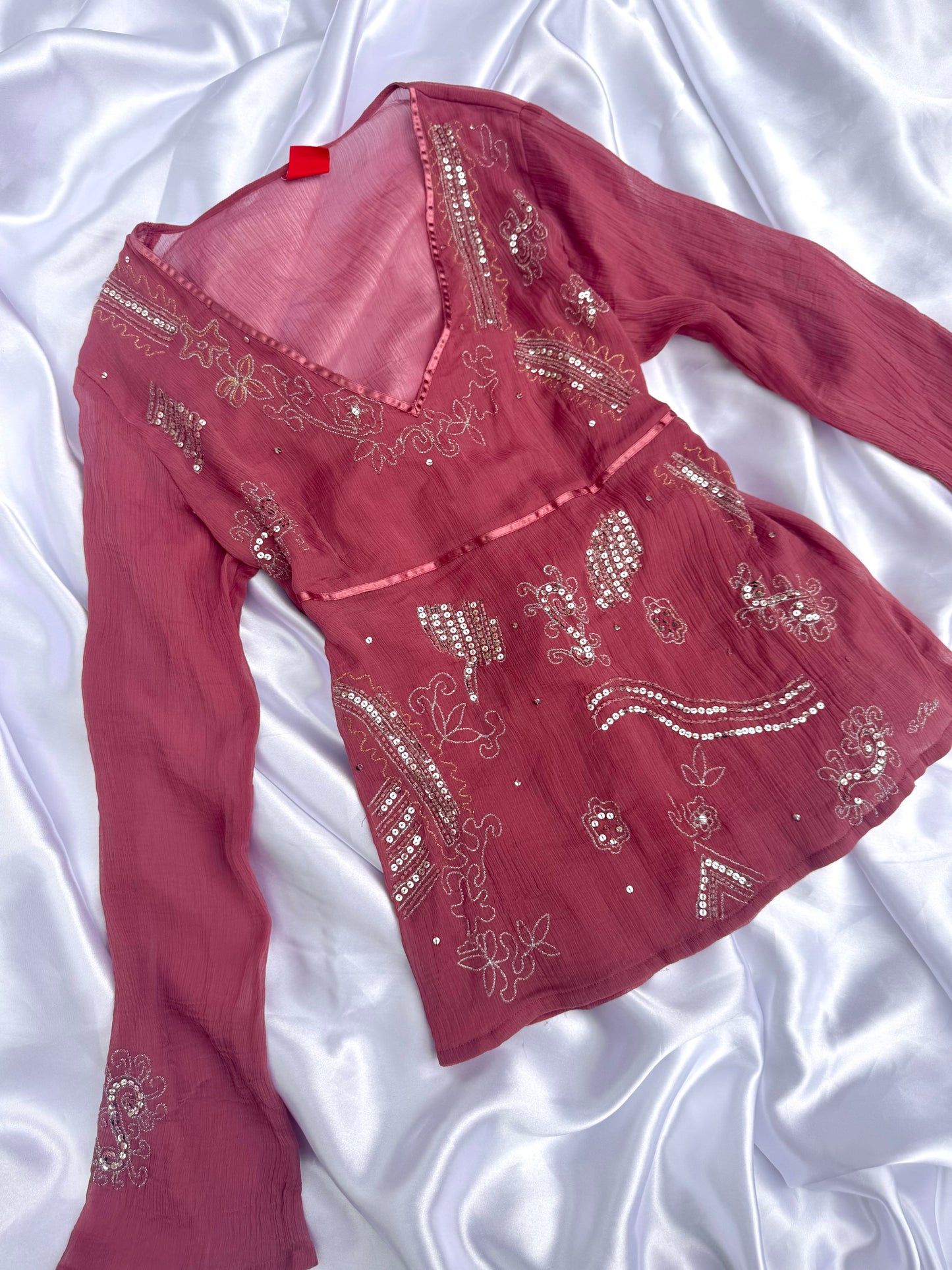 Pink & Silver Beaded Top