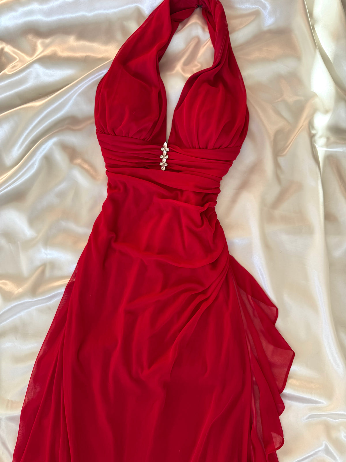 Red 00s Vintage Prom Dress