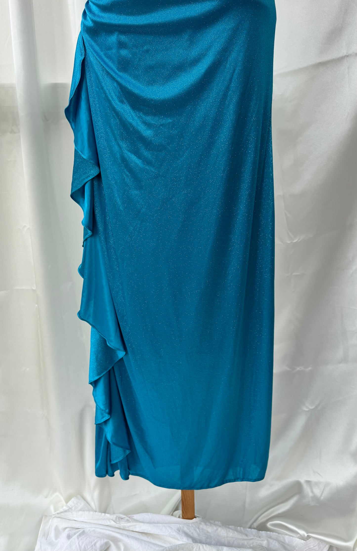 Sparkly Turquoise Blue Halter Neck Vintage Dress