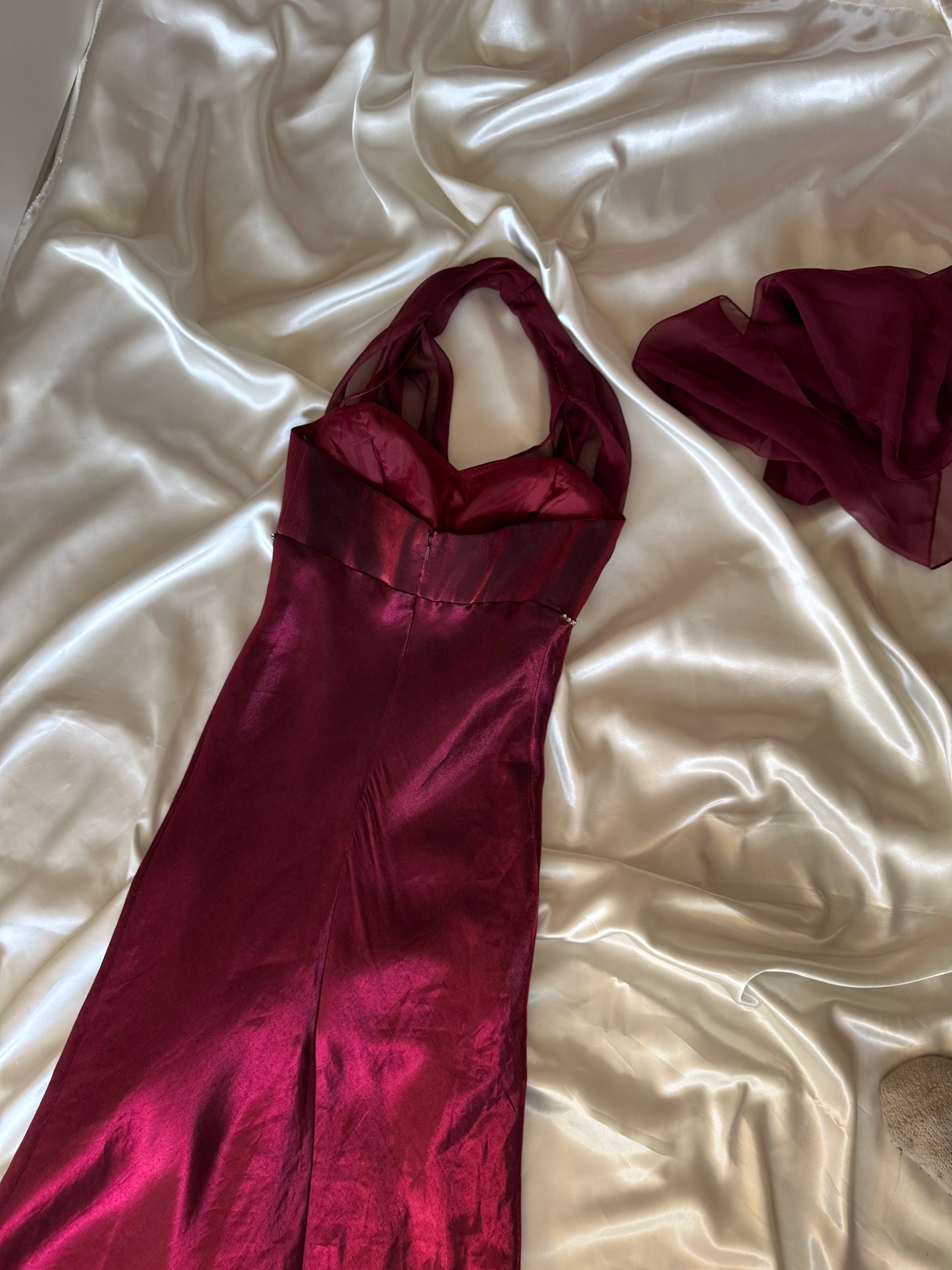 Elegant Red Satin Vintage Dress