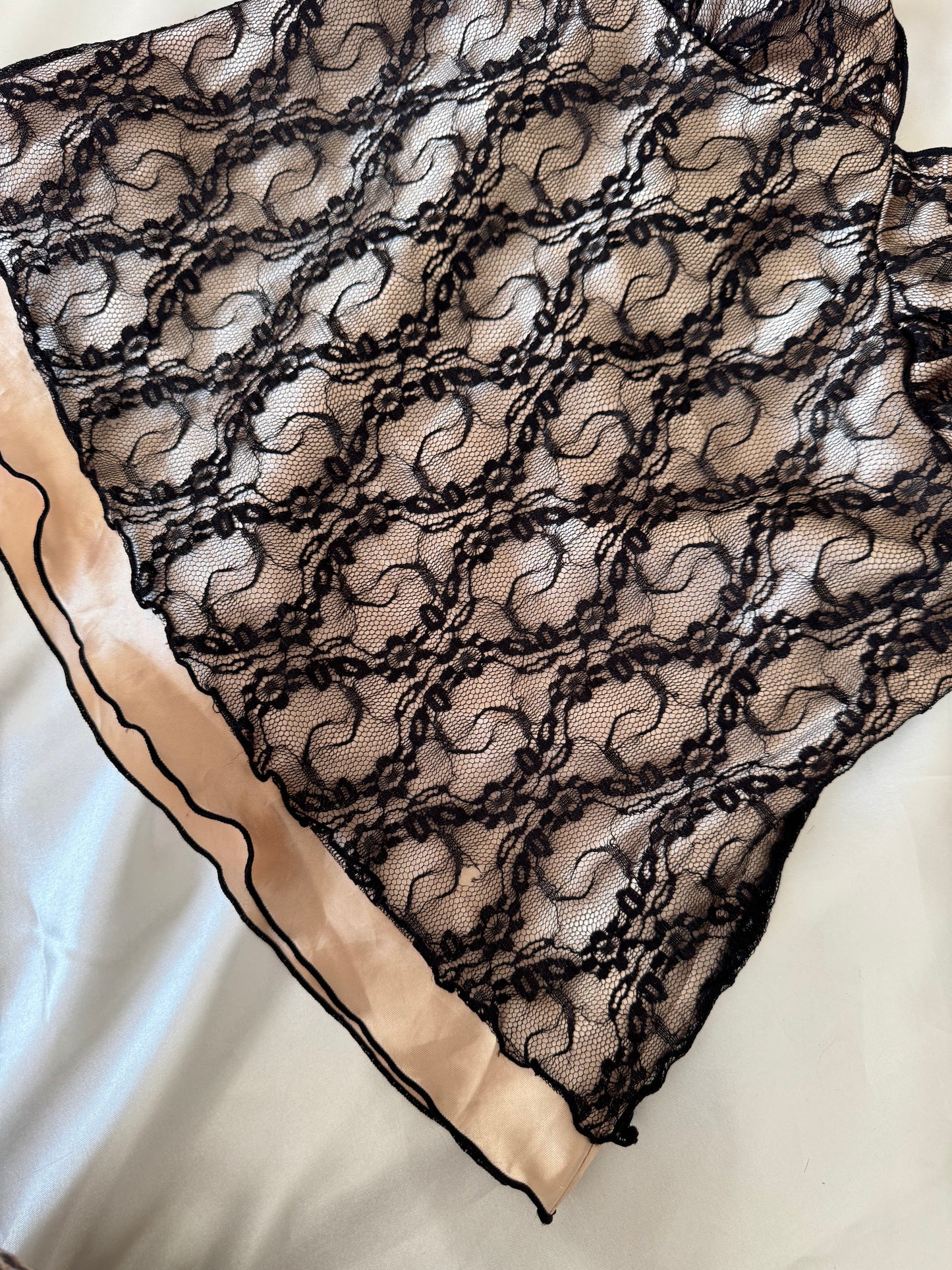 Champagne & Black Lace Top