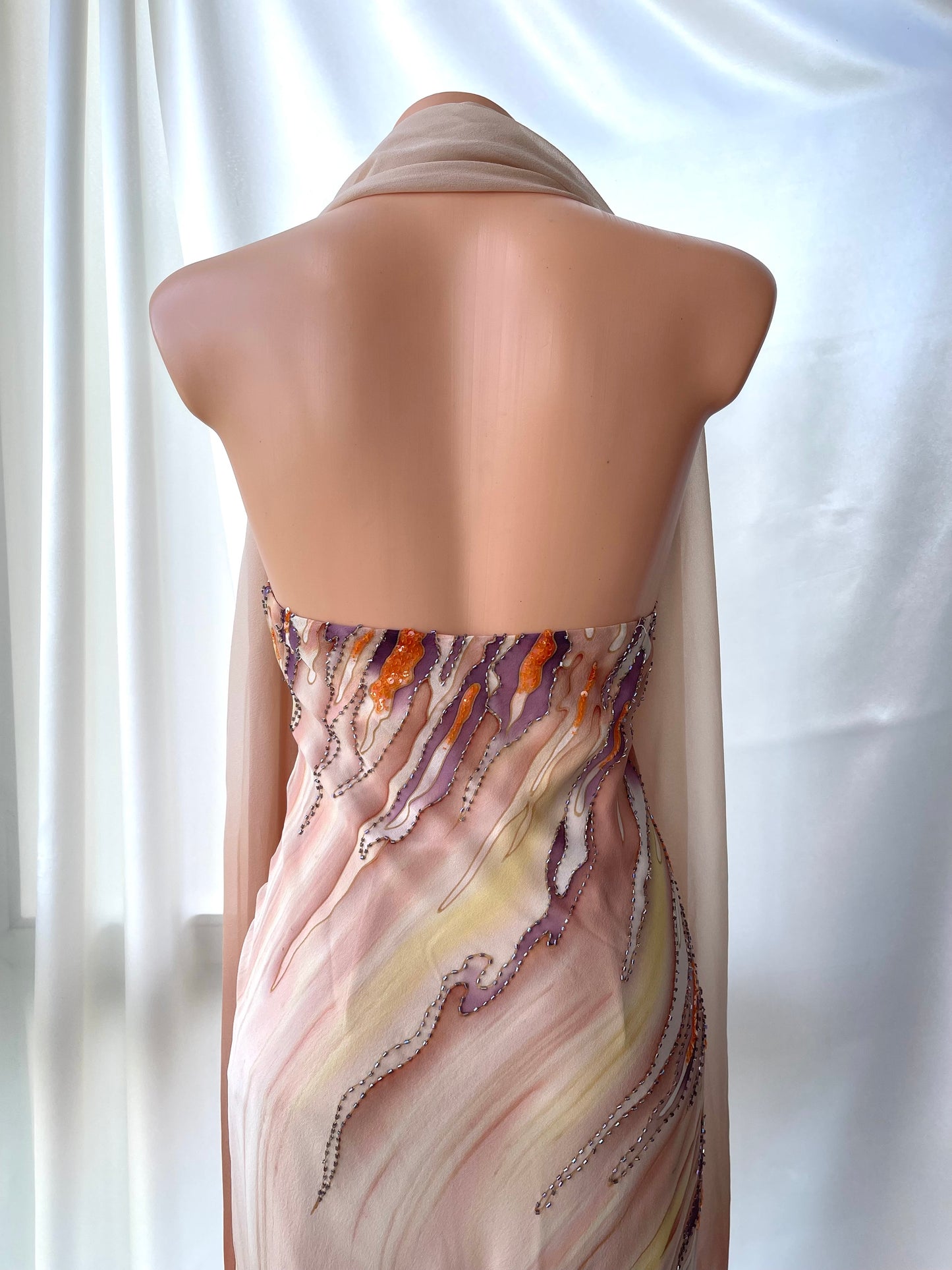 Spectacular Brown Beaded Silk Dress