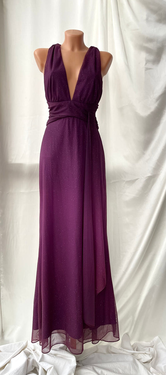 Sparkly Purple Halter Neck Vintage Dress