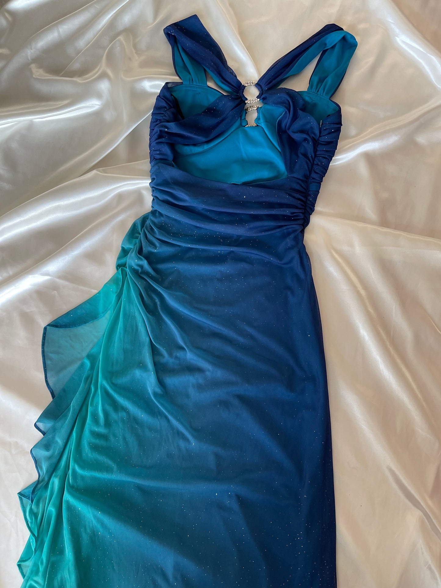 Sparkly Ombre Blue & Turquoise Vintage Dress