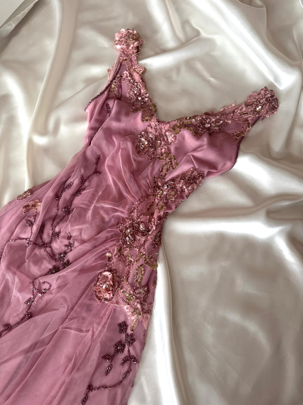Gorgeous Pink Floral Vintage Dress