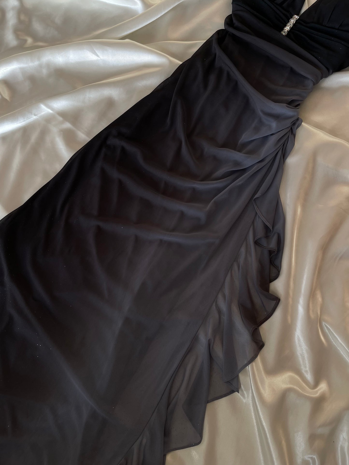 Sparkly Ombre Gray Halter Neck Vintage Dress