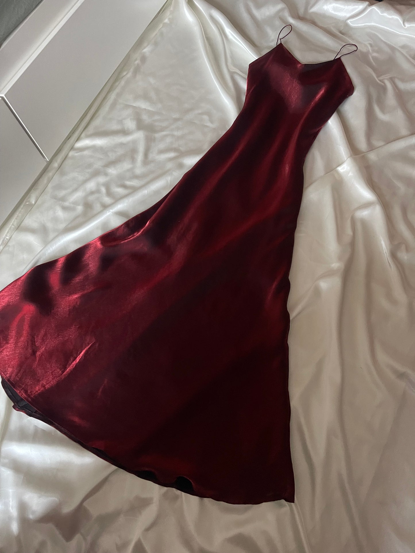 Dark Red Vampy Long Vintage Satin Gown
