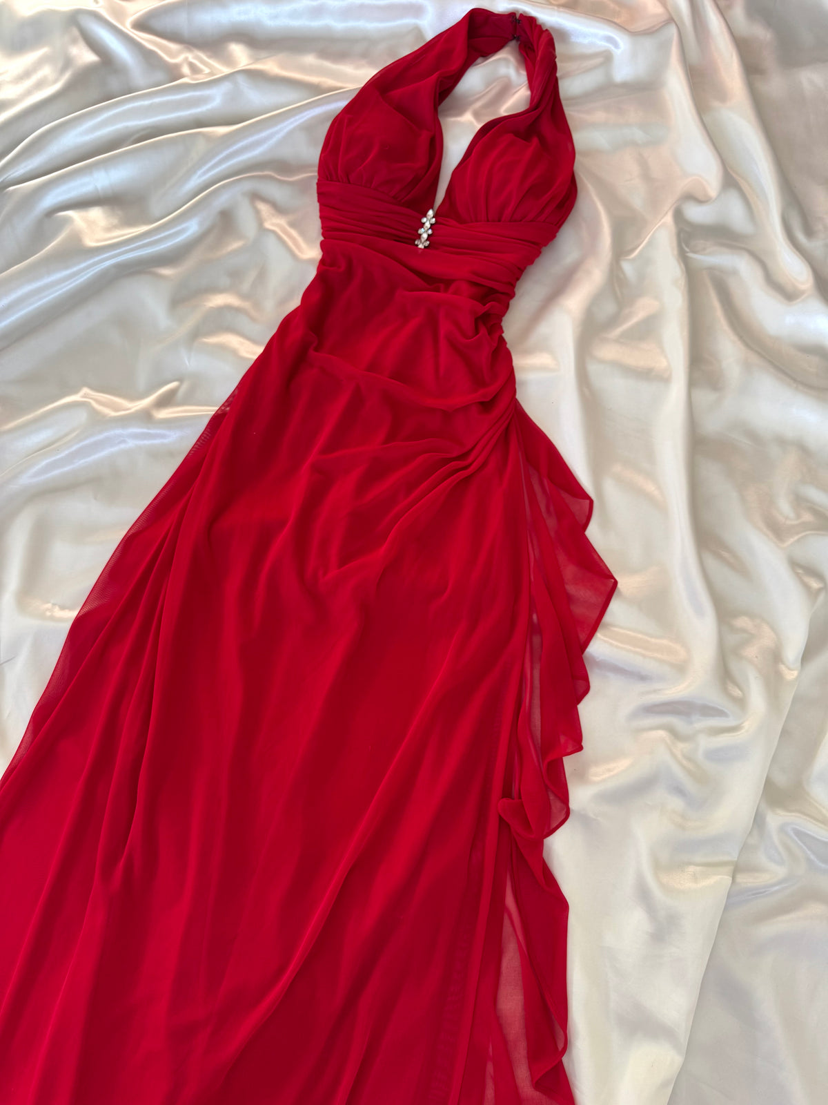 Red 00s Vintage Prom Dress