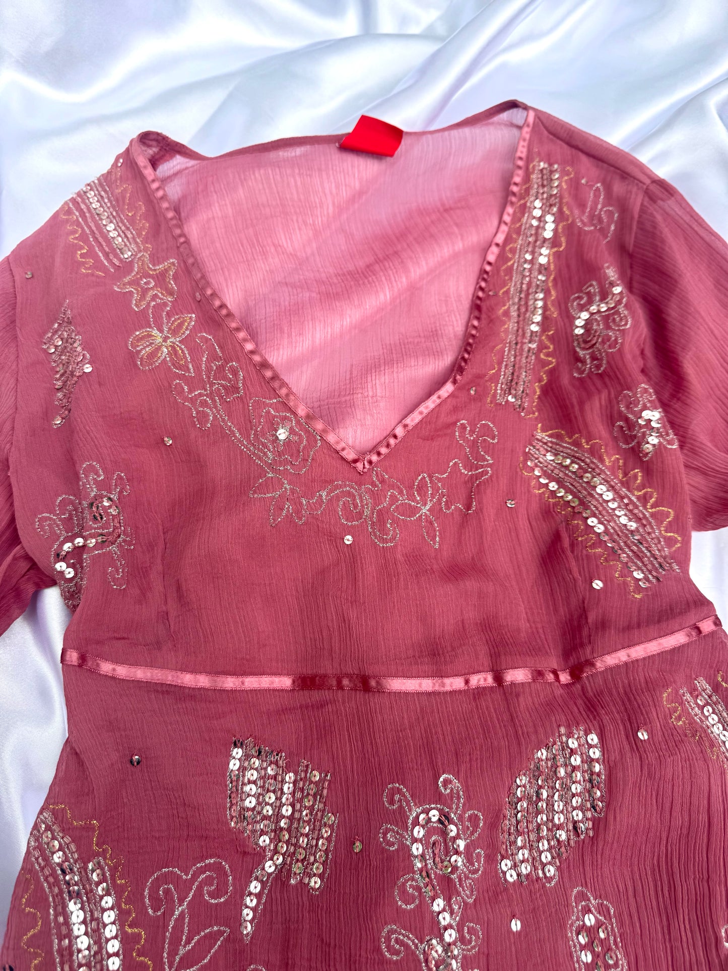 Pink & Silver Beaded Top