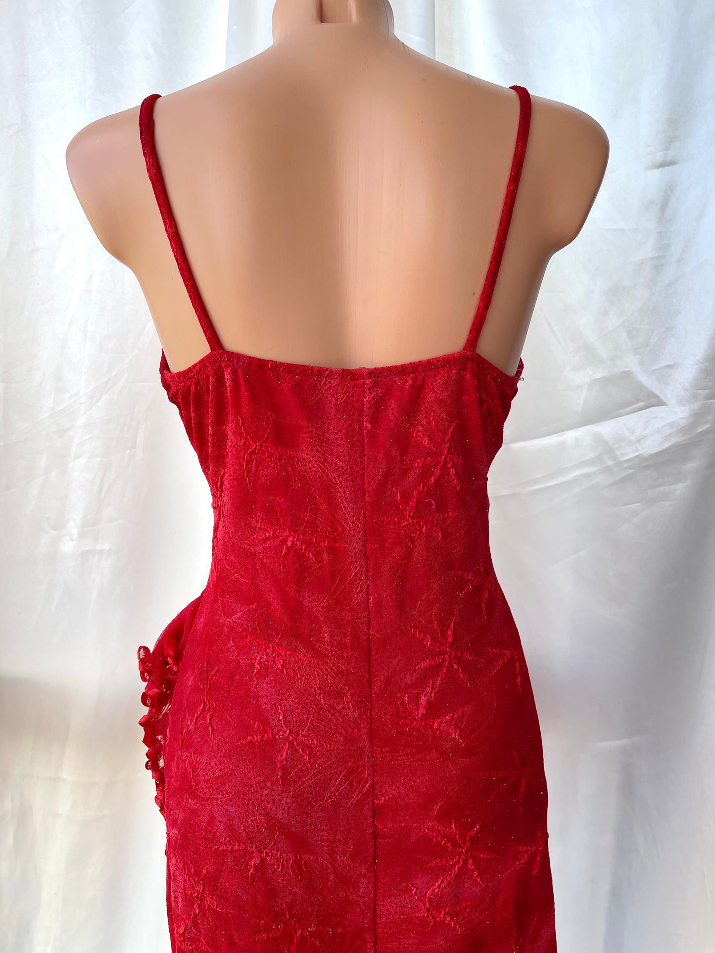 Cute Red Frill Sparkly Vintage Dress