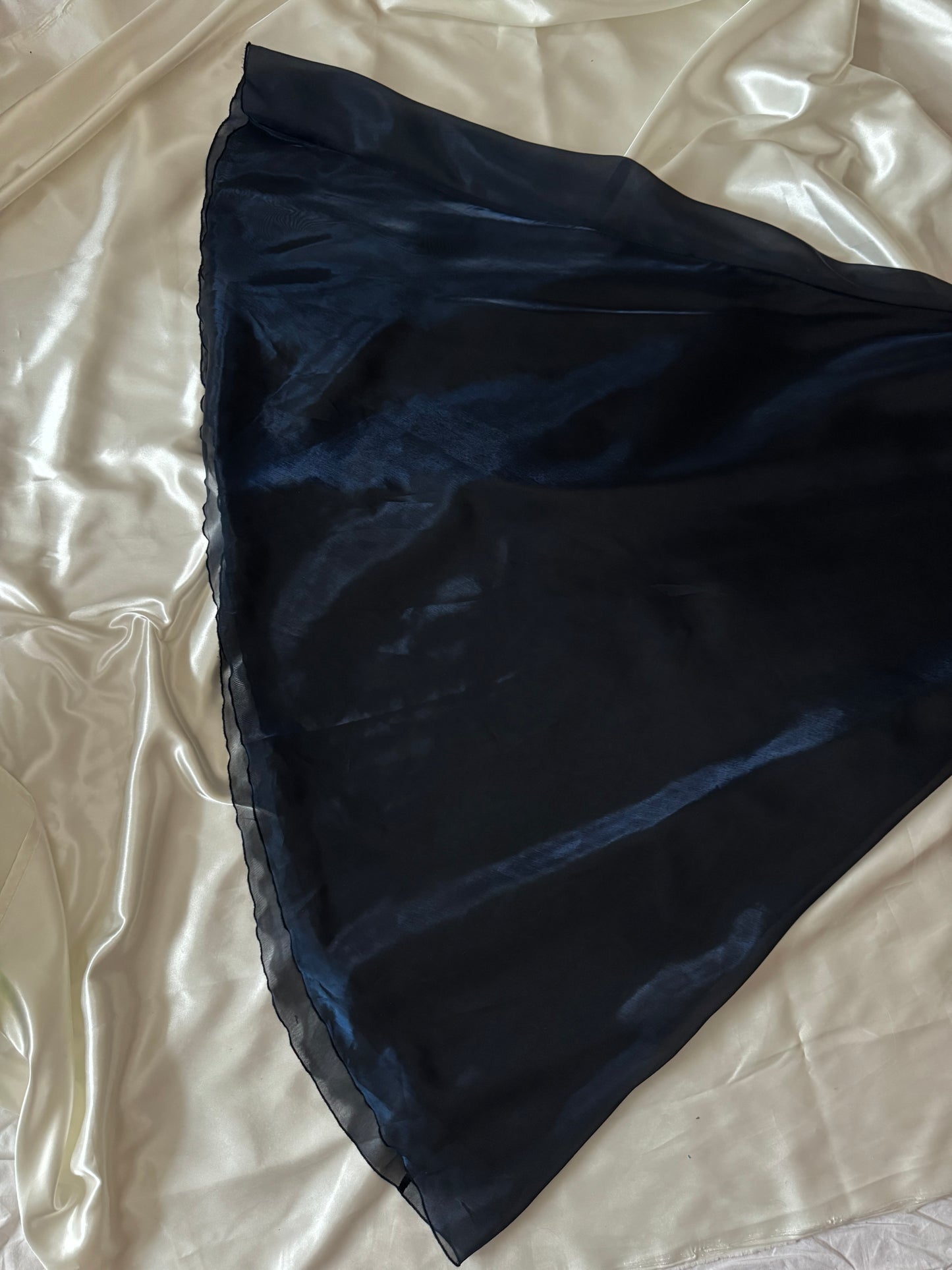 Dark Blue Vampy Long Vintage Satin Gown