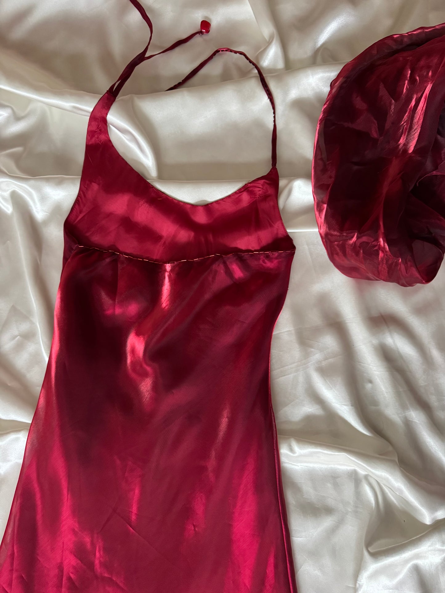 Elegant Red Satin Vintage Dress