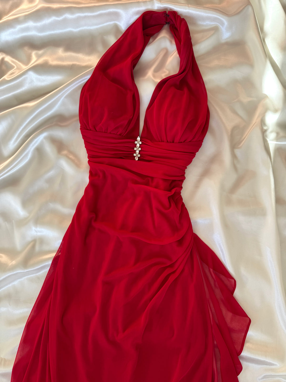 Red 00s Vintage Prom Dress