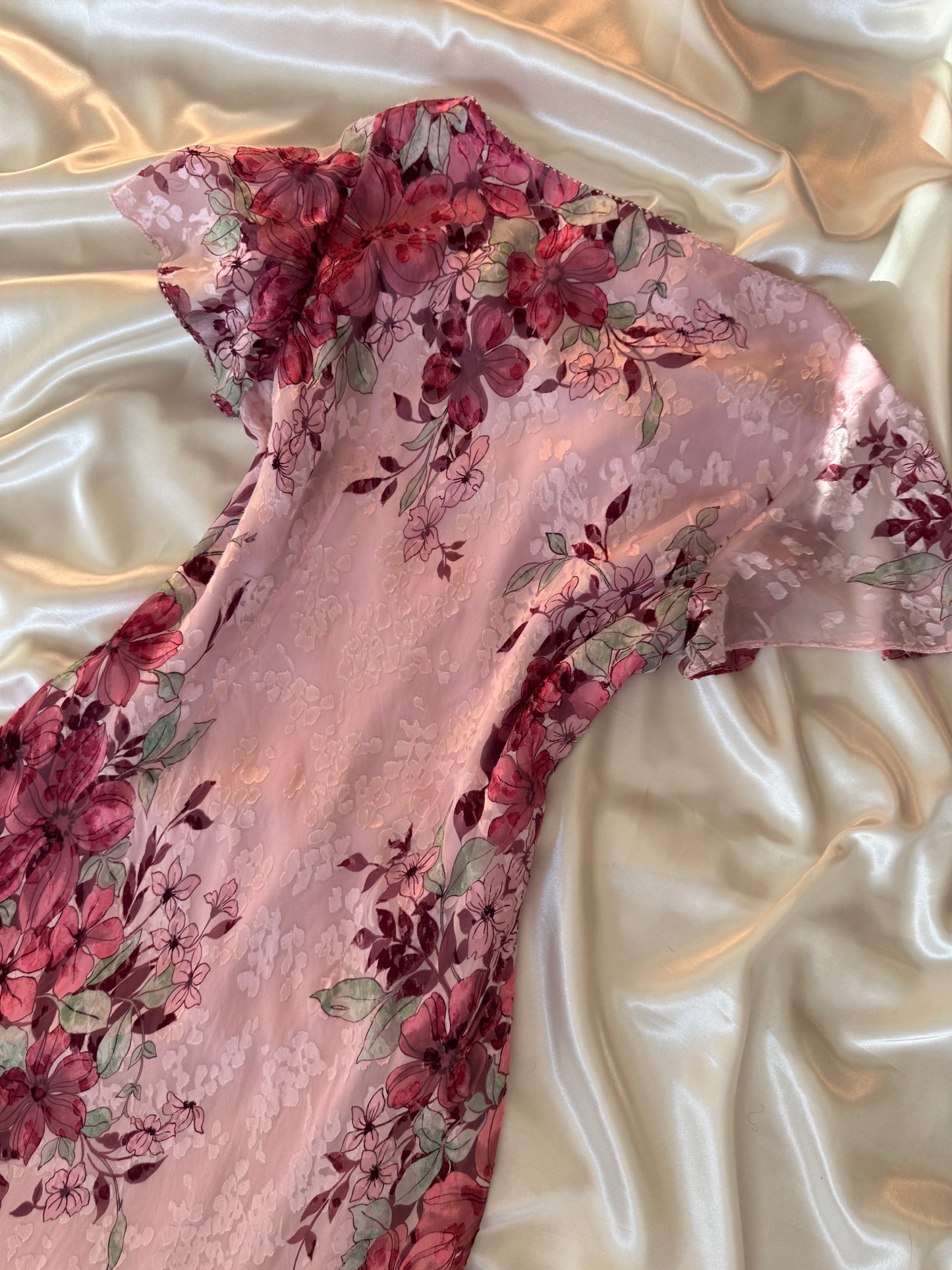 Gorgeous Pink Floral Vintage Dress