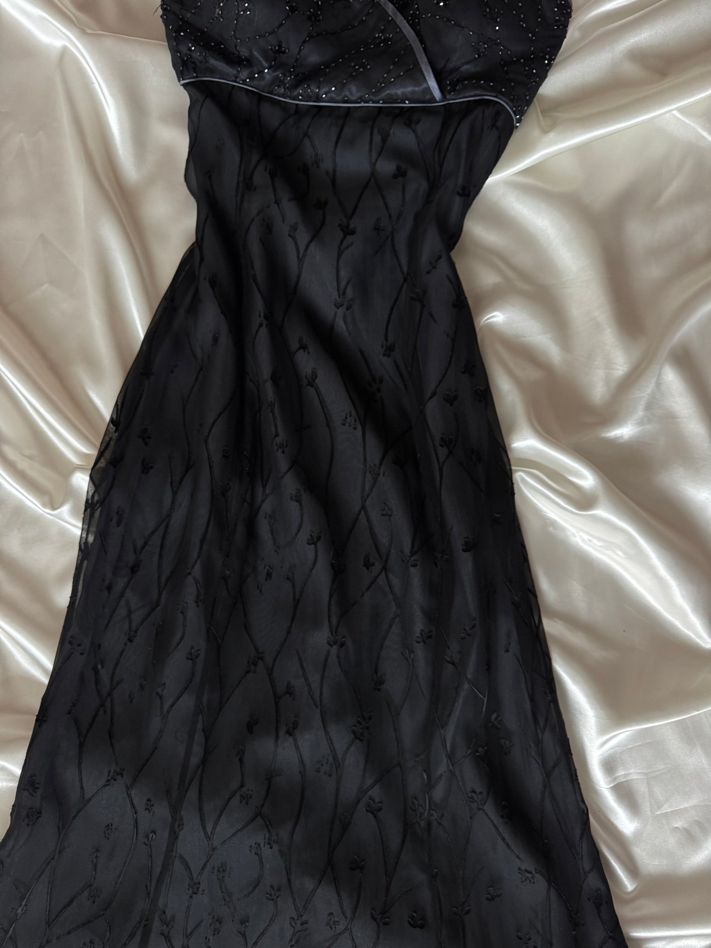 Gorgeous Gray Beaded Floral Vintage Royal Gown