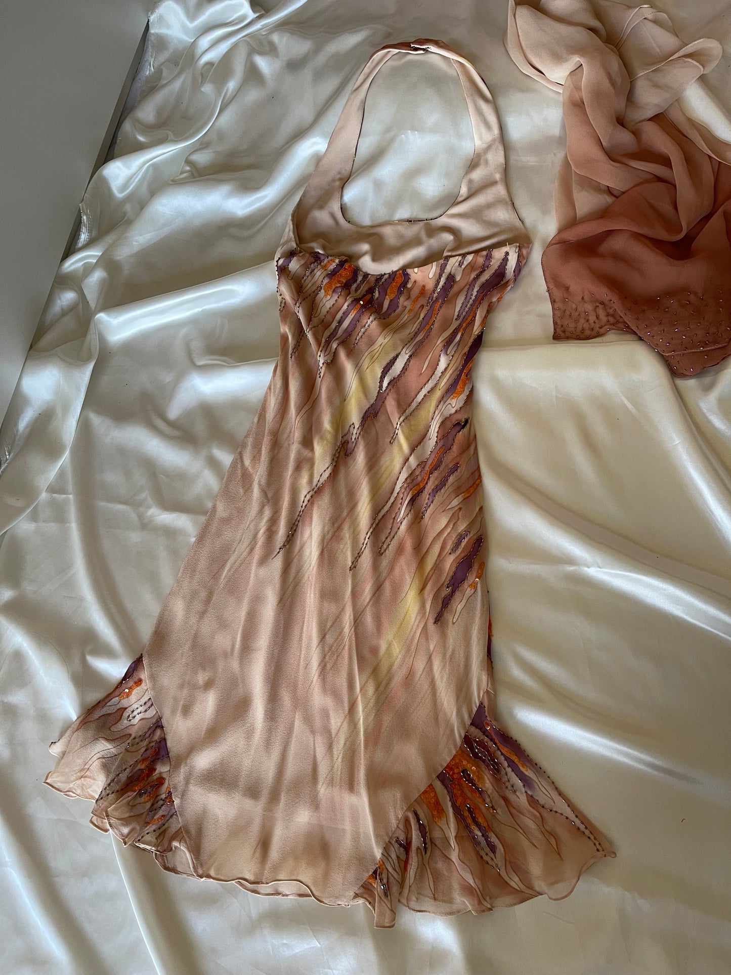 Spectacular Brown Beaded Silk Dress