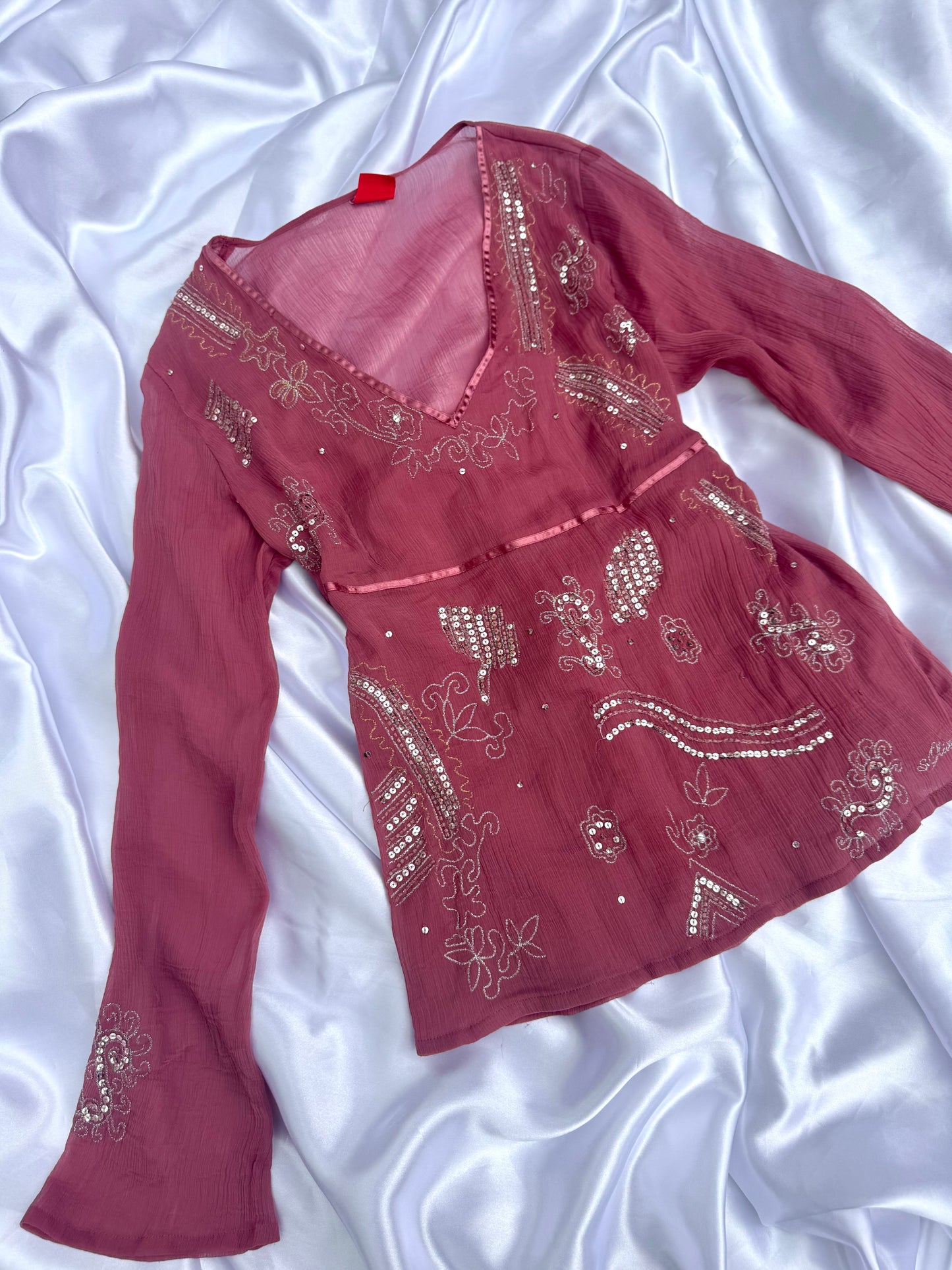 Pink & Silver Beaded Top