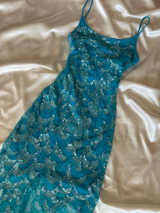Absolutely Beautiful Sequin Light Blue Vintage Dress