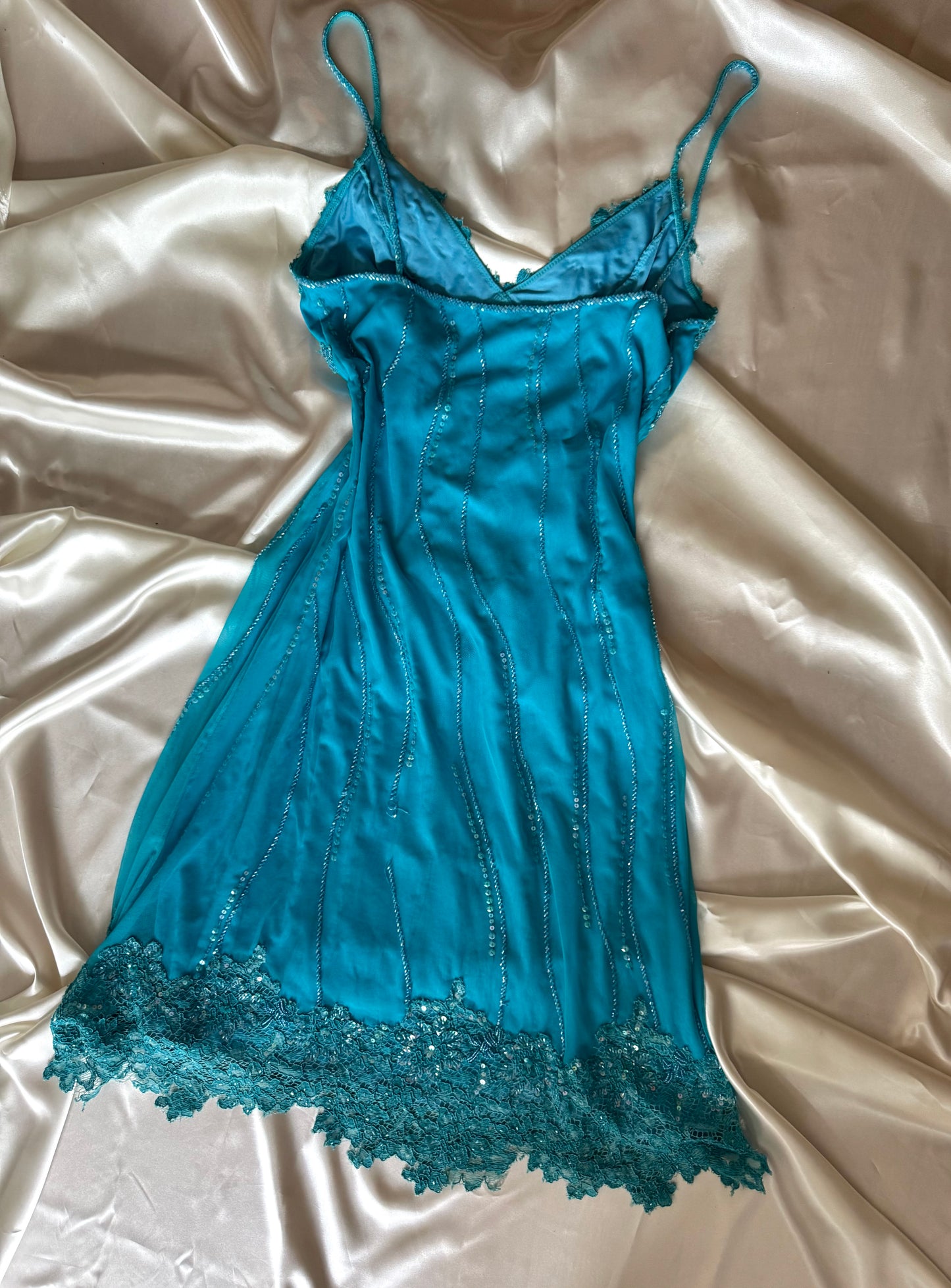Spectacular Blue Vintage Beaded Dress
