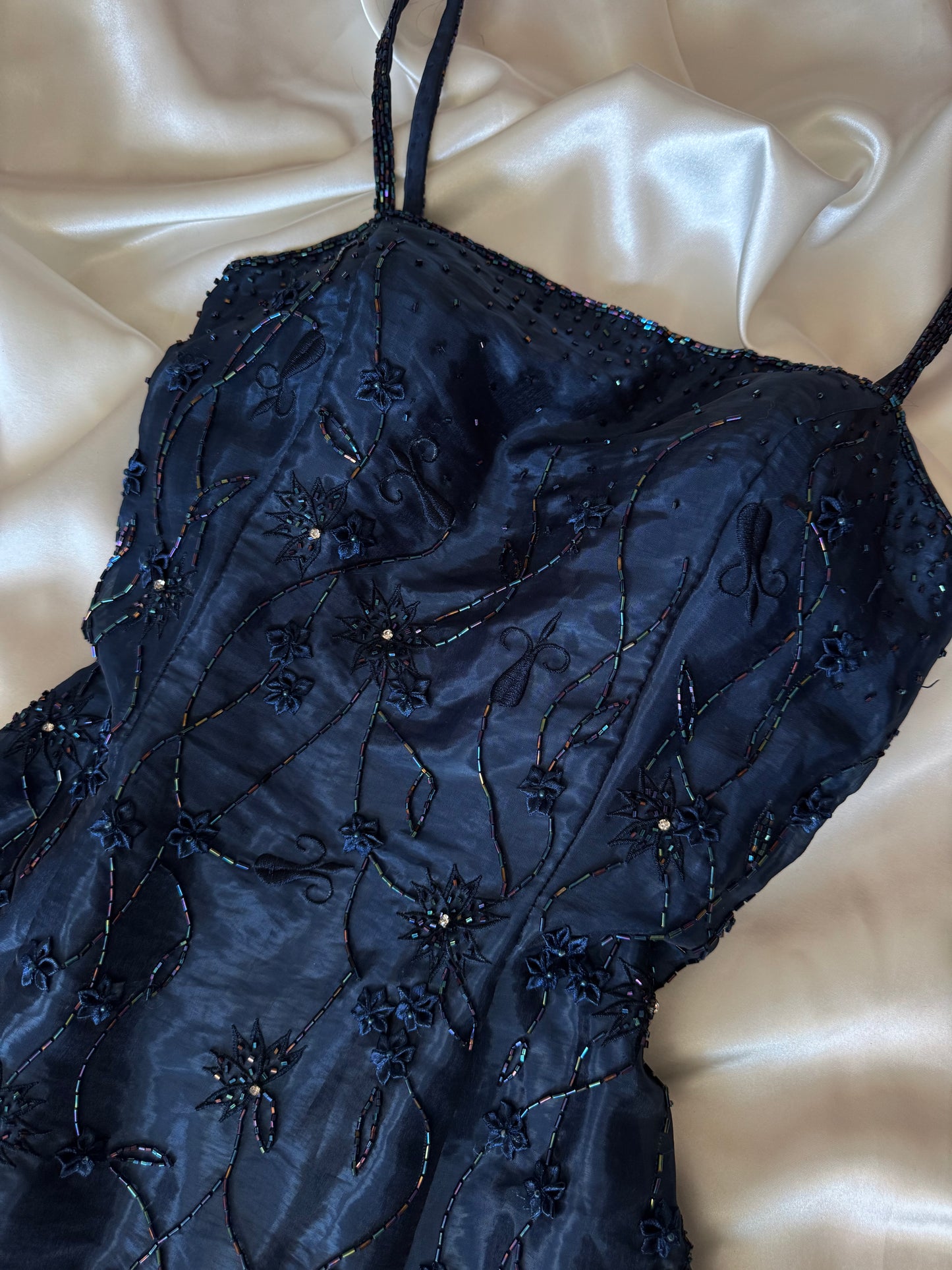 Gorgeous Blue Tulle Beaded Gothic Vintage Gown
