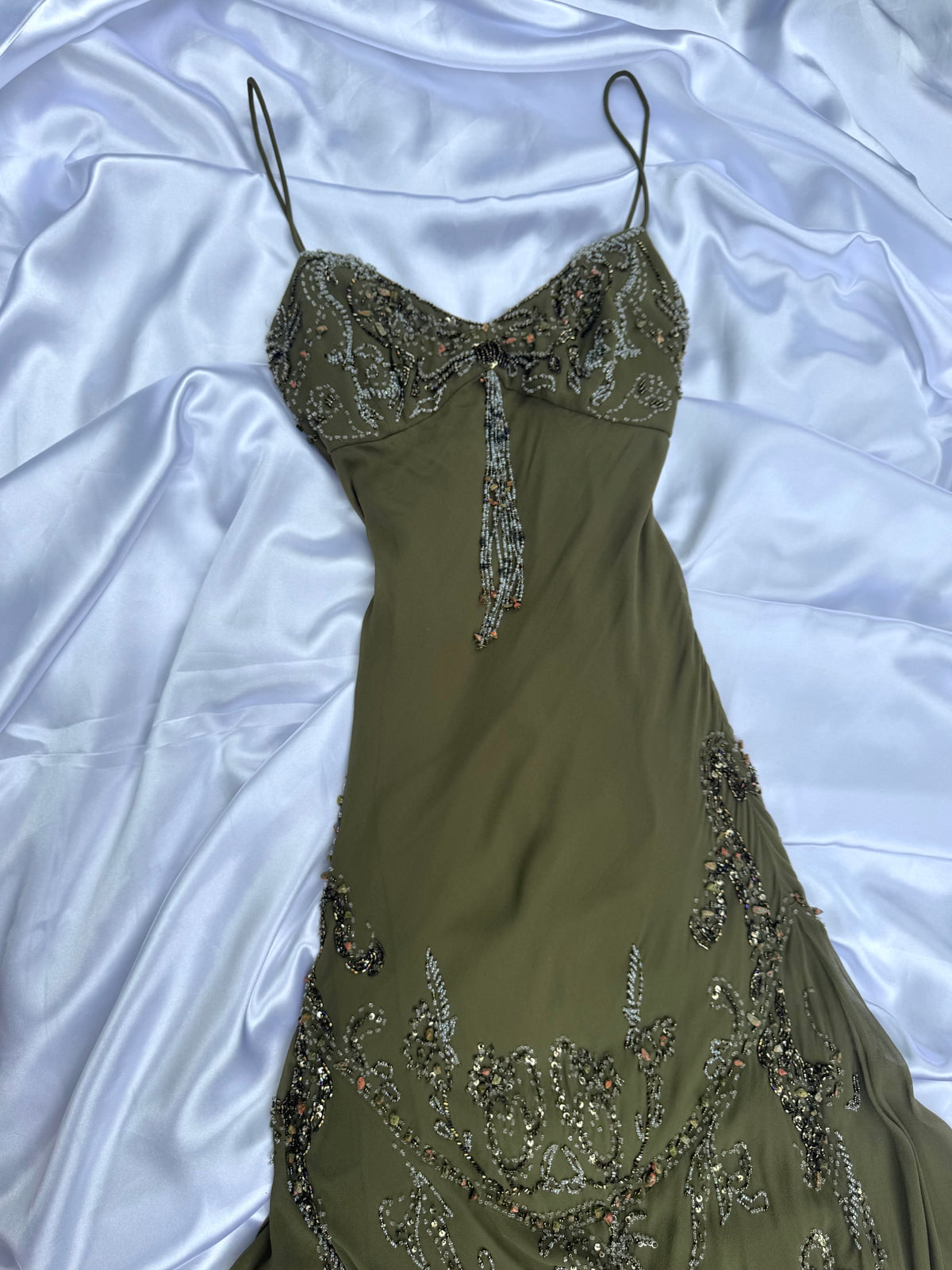 Spectacular Green Beaded Long dress