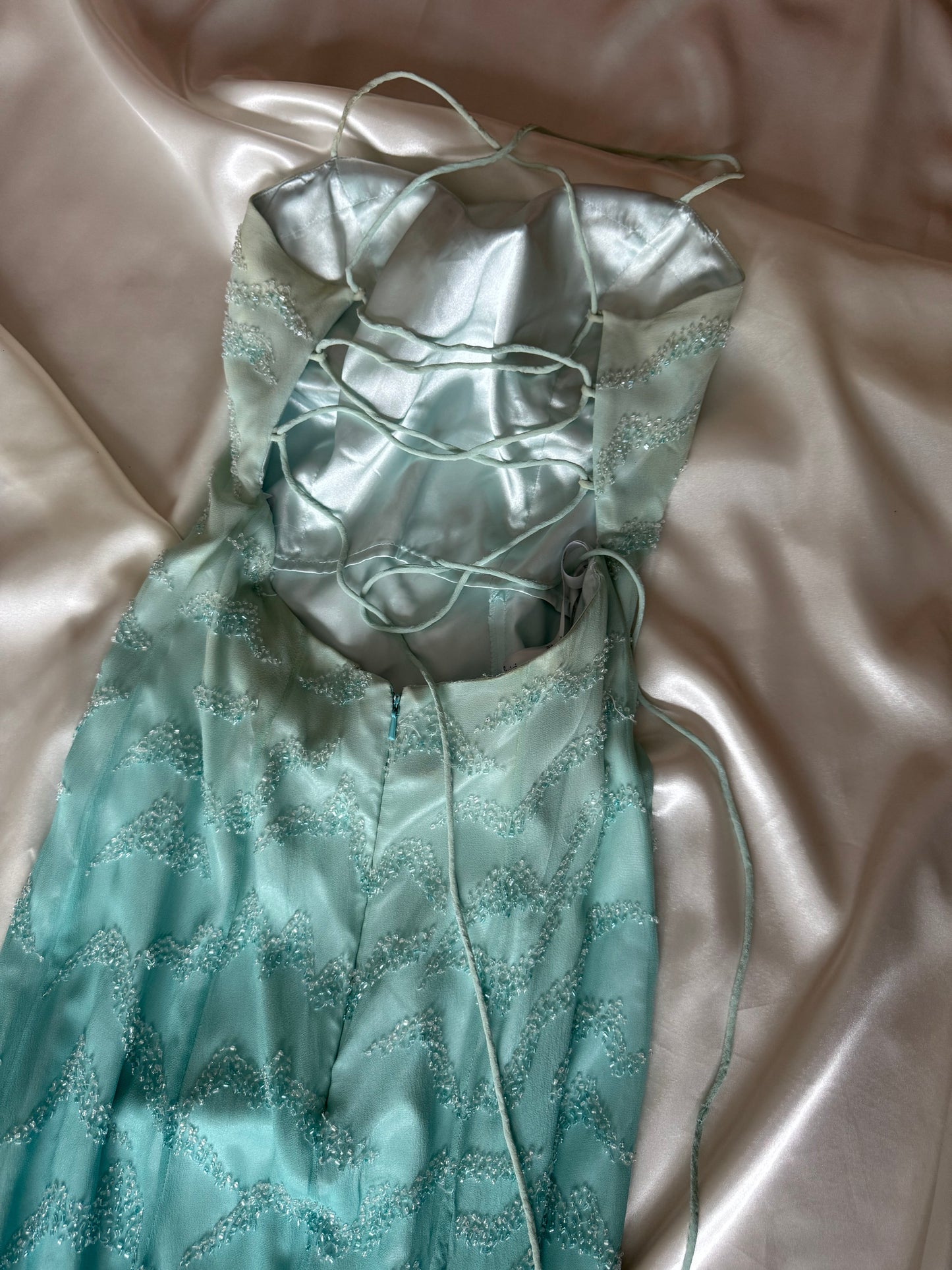 Enchanting Blue Silk Beaded Vintage Dress - REPAIR & RESTORE
